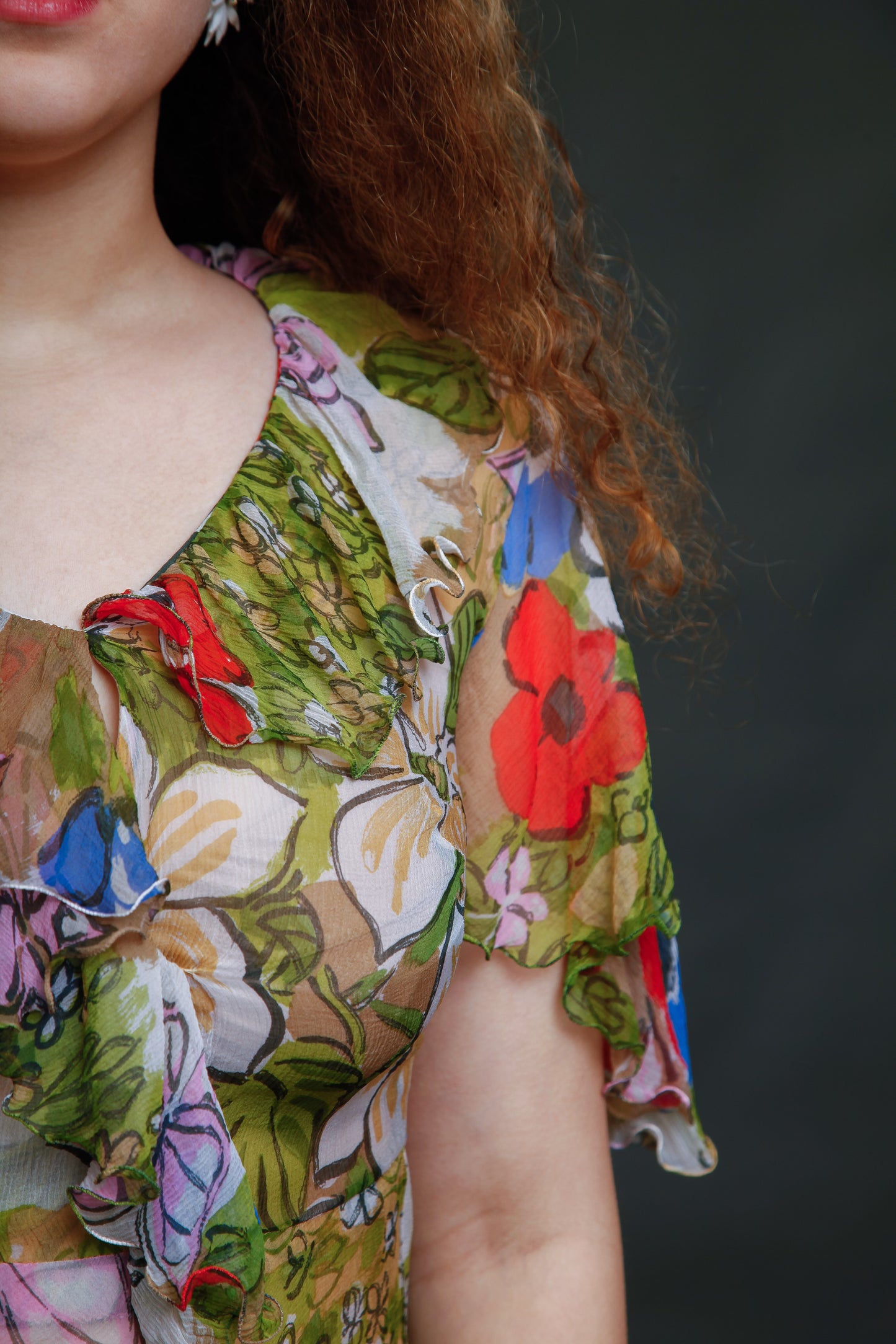 Vintage Silk Chiffon Butterfly Dress