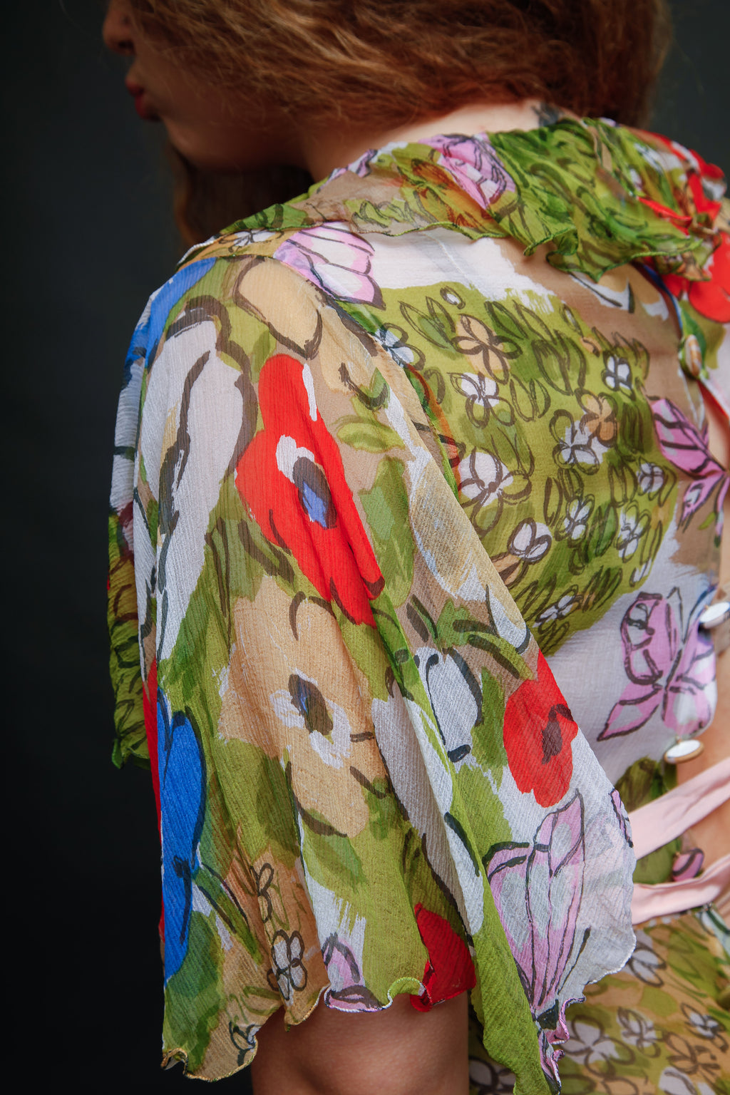 Vintage Silk Chiffon Butterfly Dress