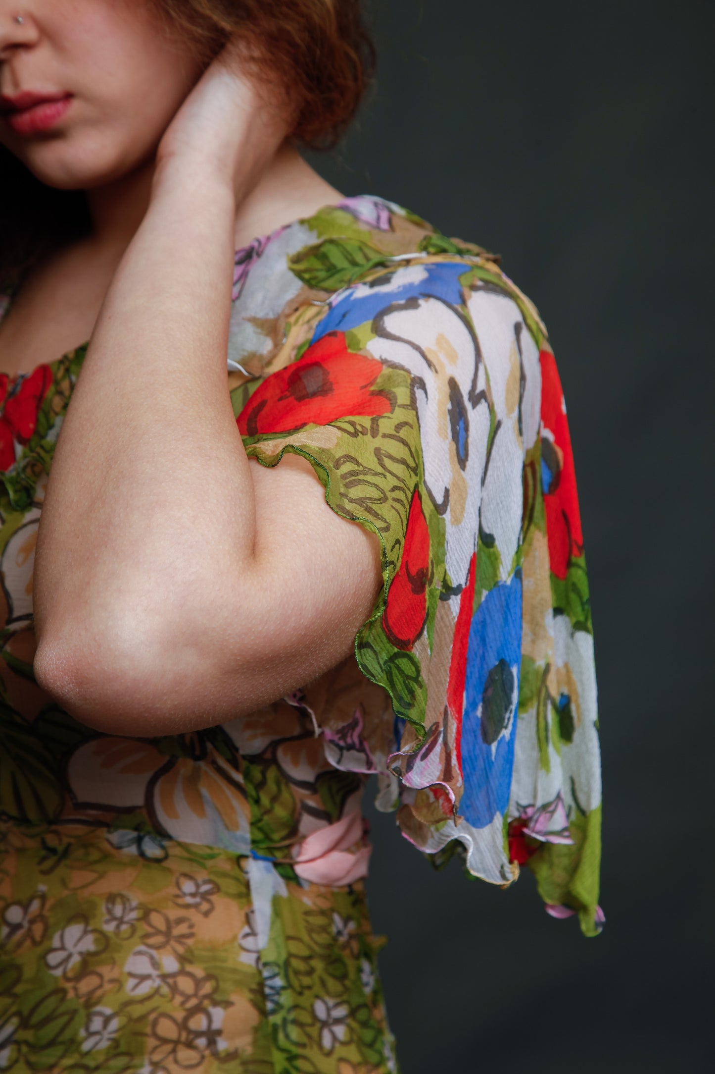 Vintage Silk Chiffon Butterfly Dress