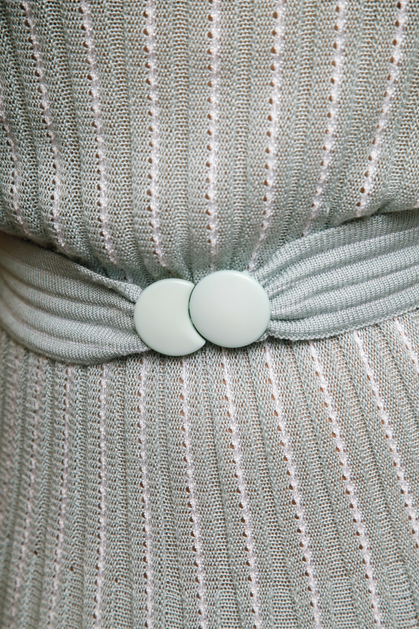 1970 Knit Pale Blue Striped Dress