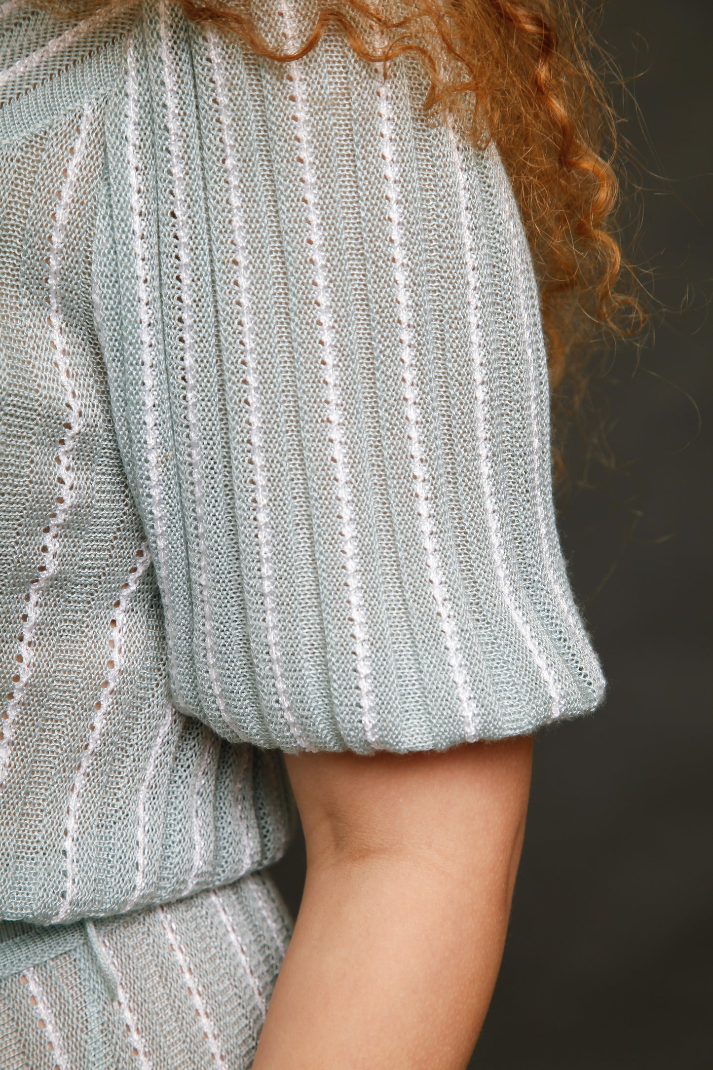 1970 Knit Pale Blue Striped Dress
