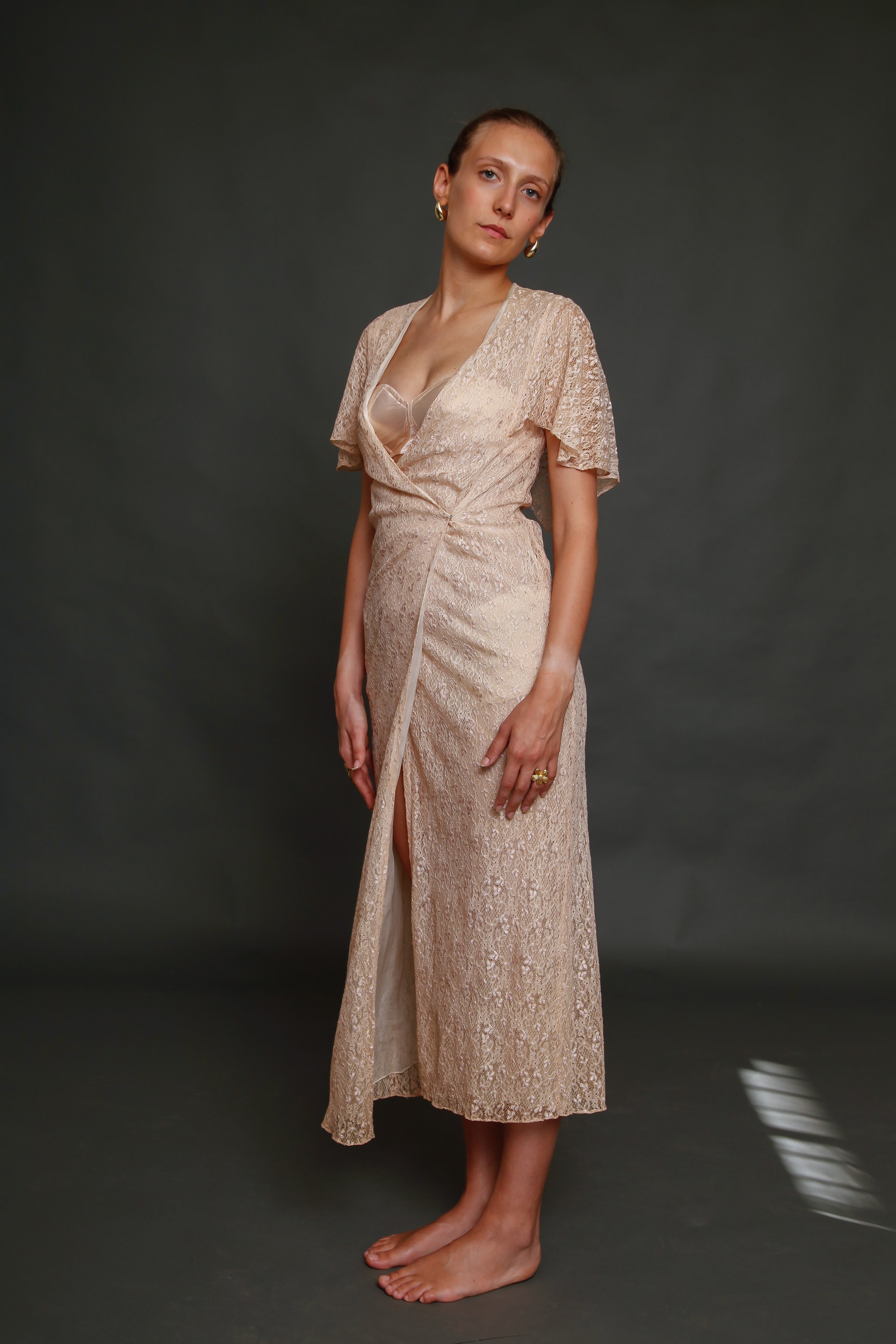 30s Pink Lace Dress