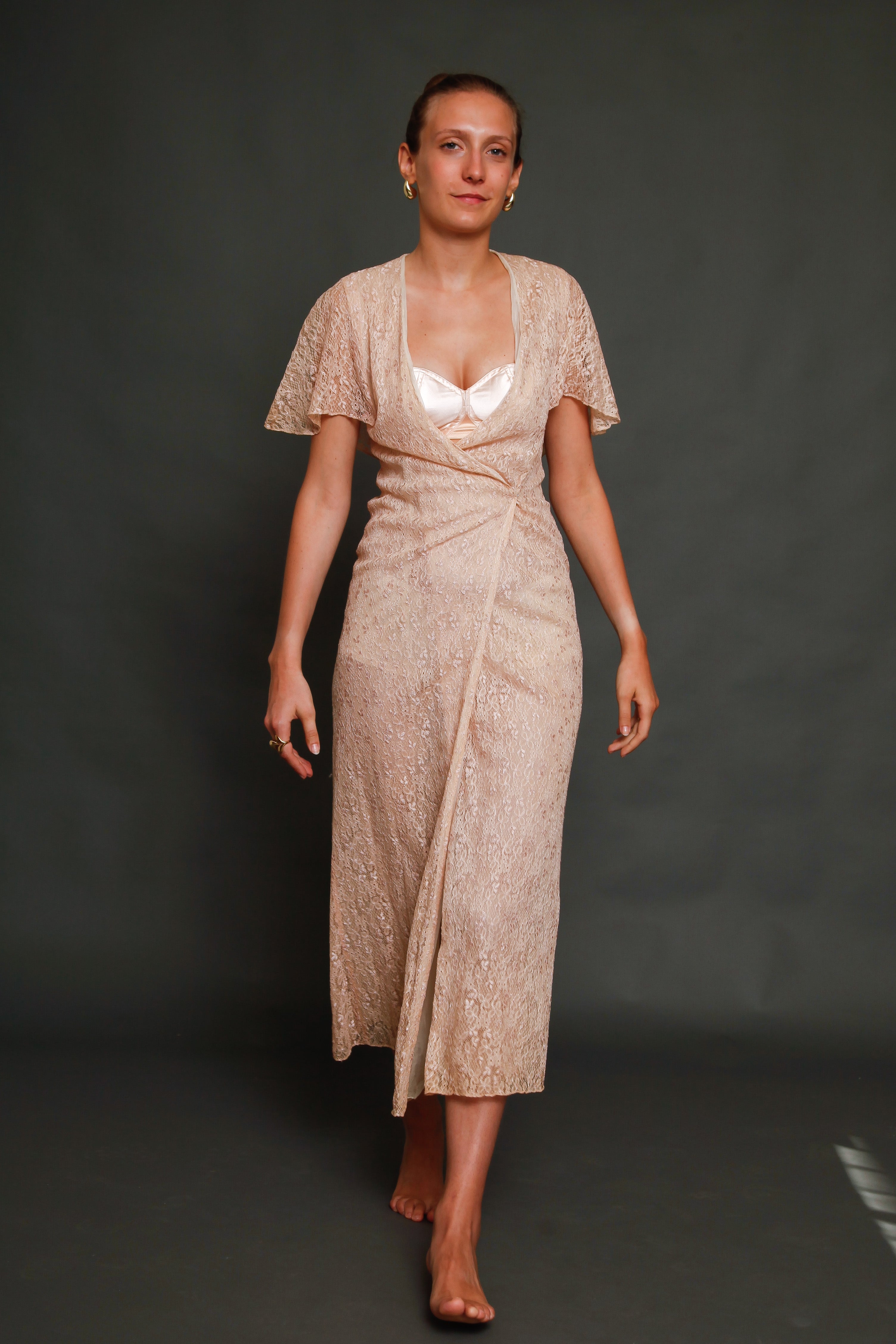 30s Pink Lace Dress