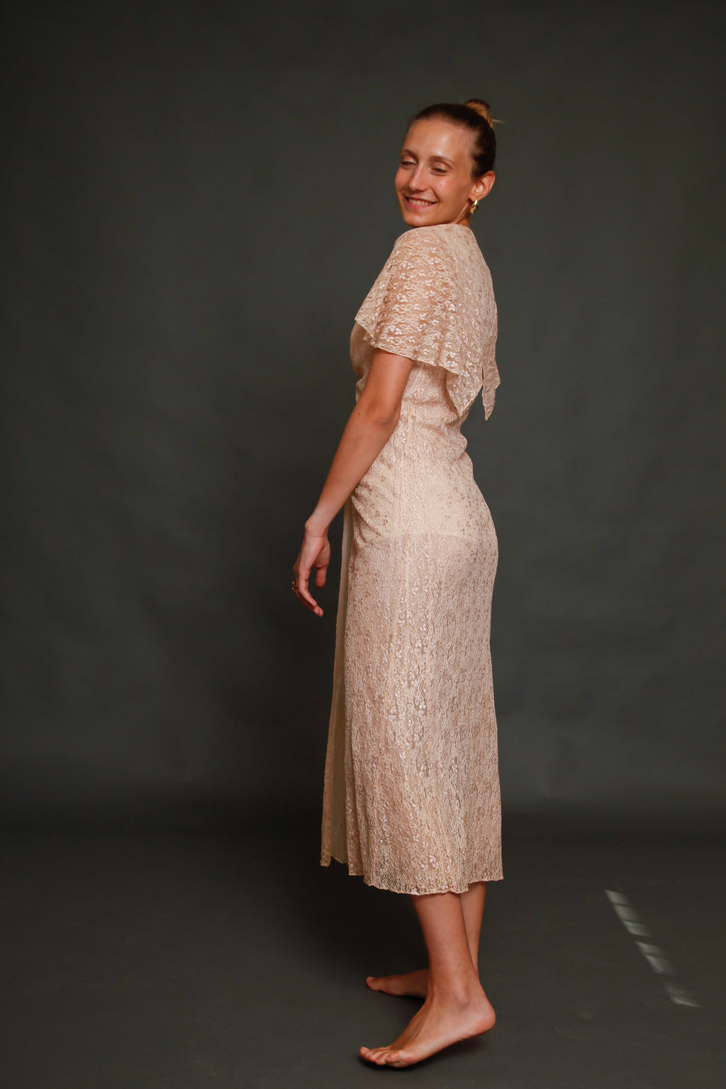 30s Pink Lace Dress