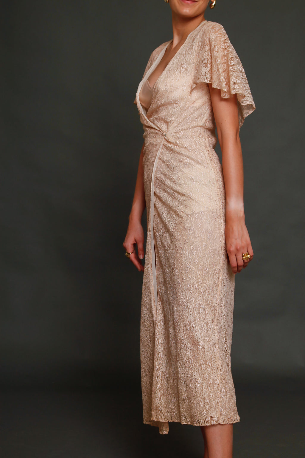 30s Pink Lace Dress