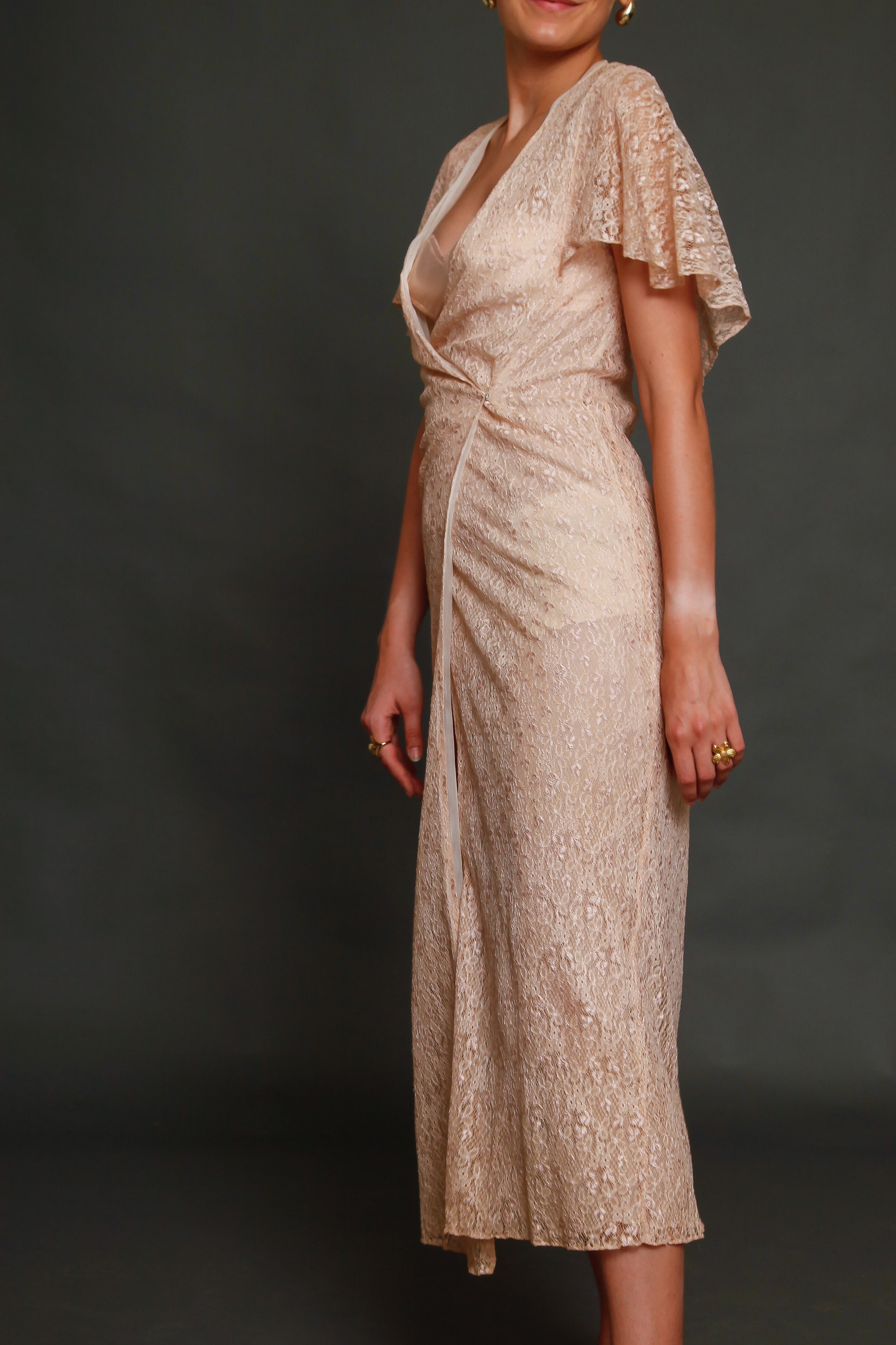 30s Pink Lace Dress