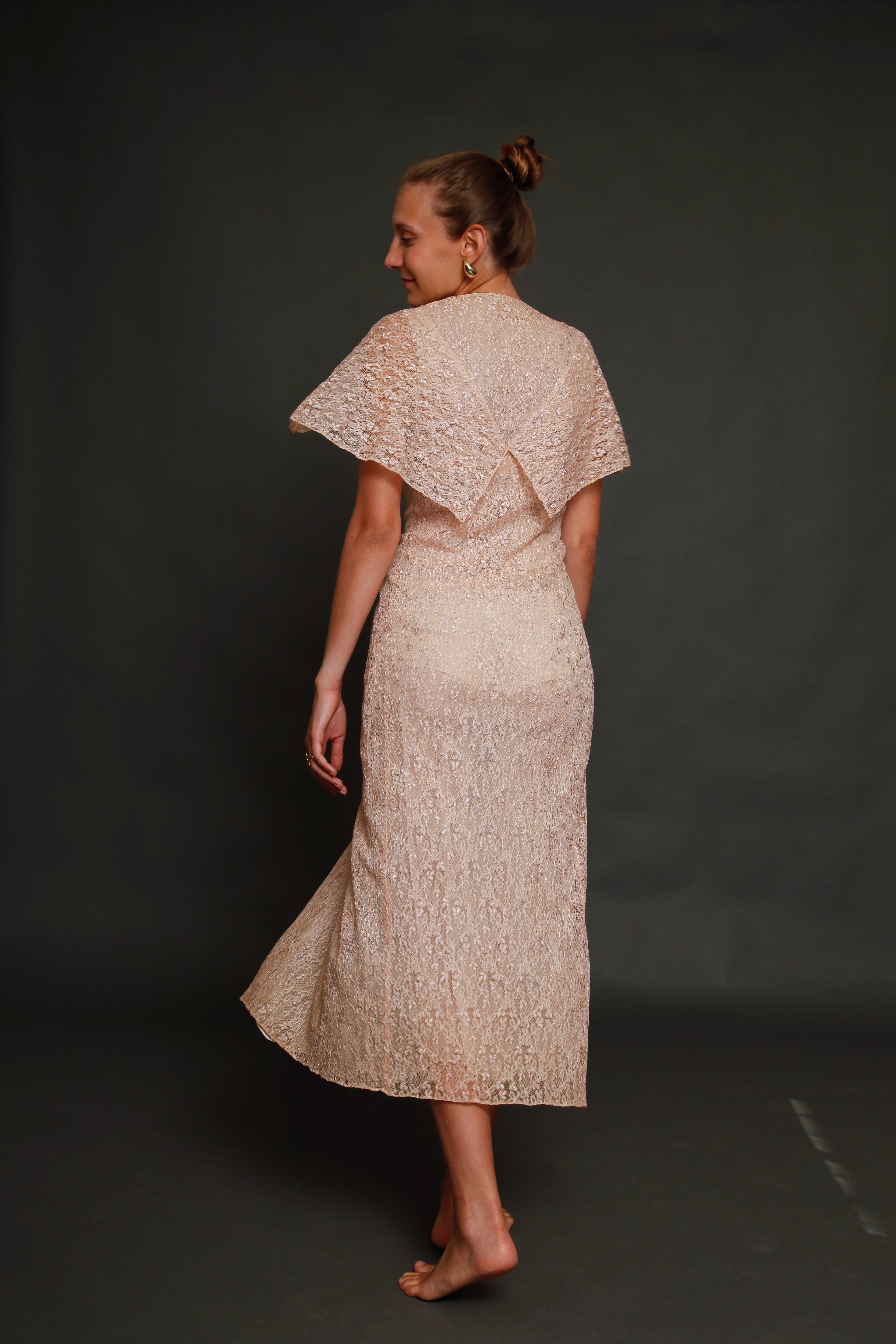 30s Pink Lace Dress