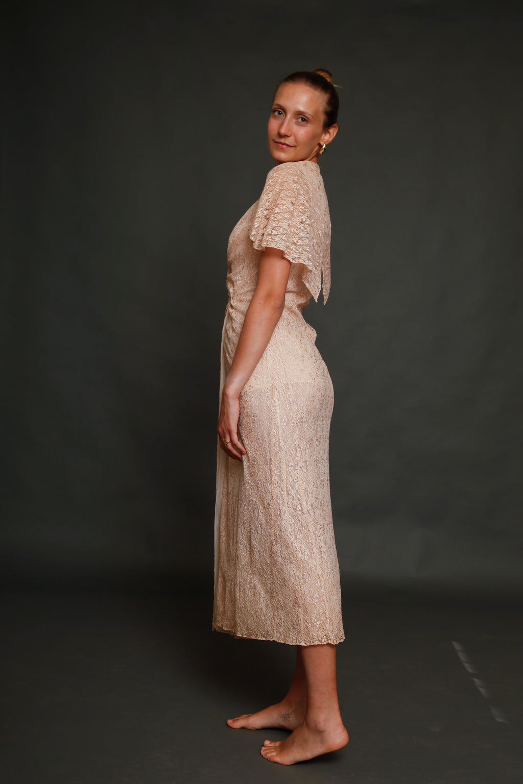 30s Pink Lace Dress