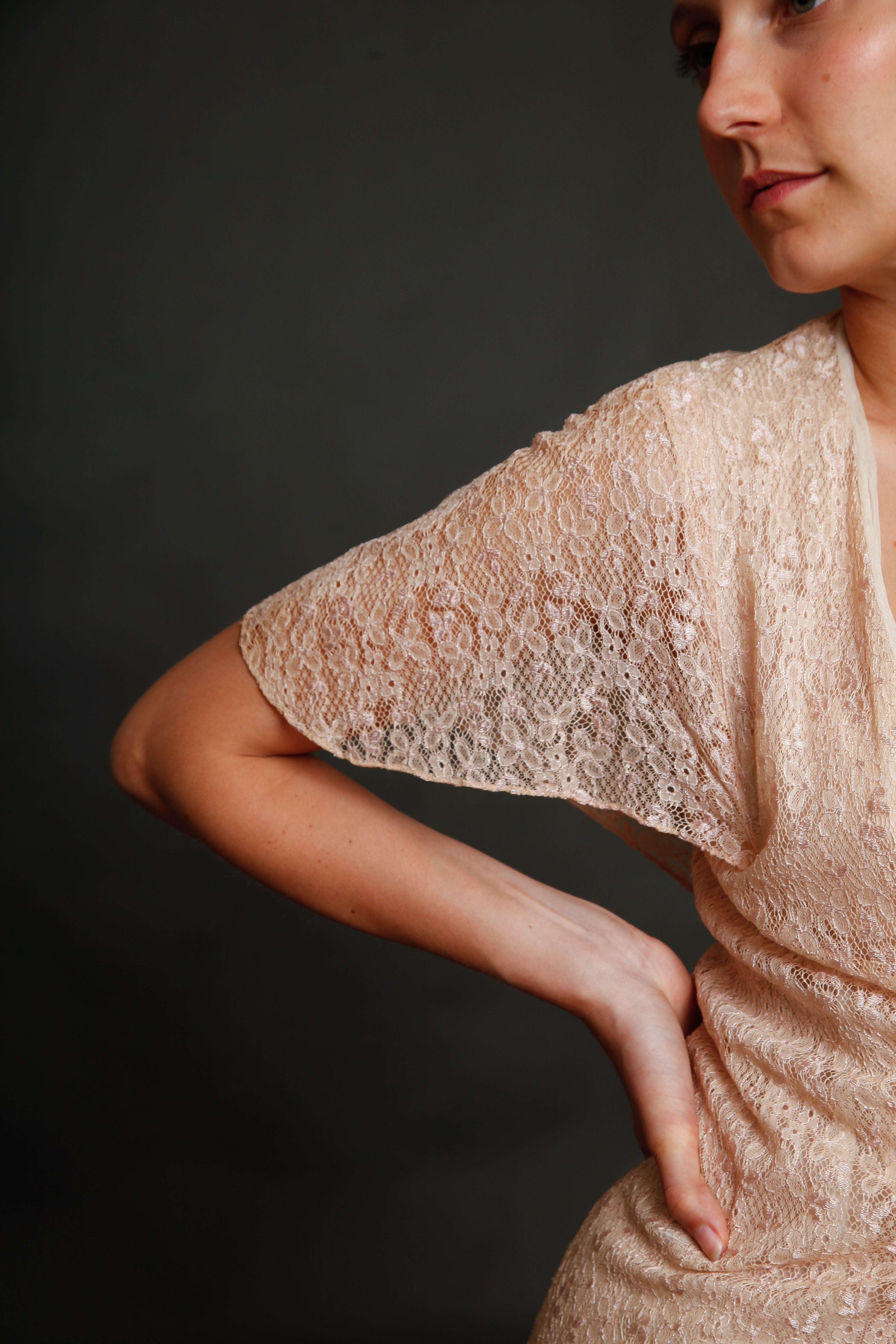 30s Pink Lace Dress