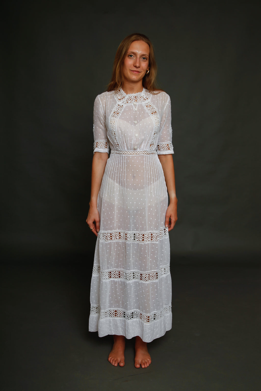 Point D'Esprit and Crochet Edwardian Dress