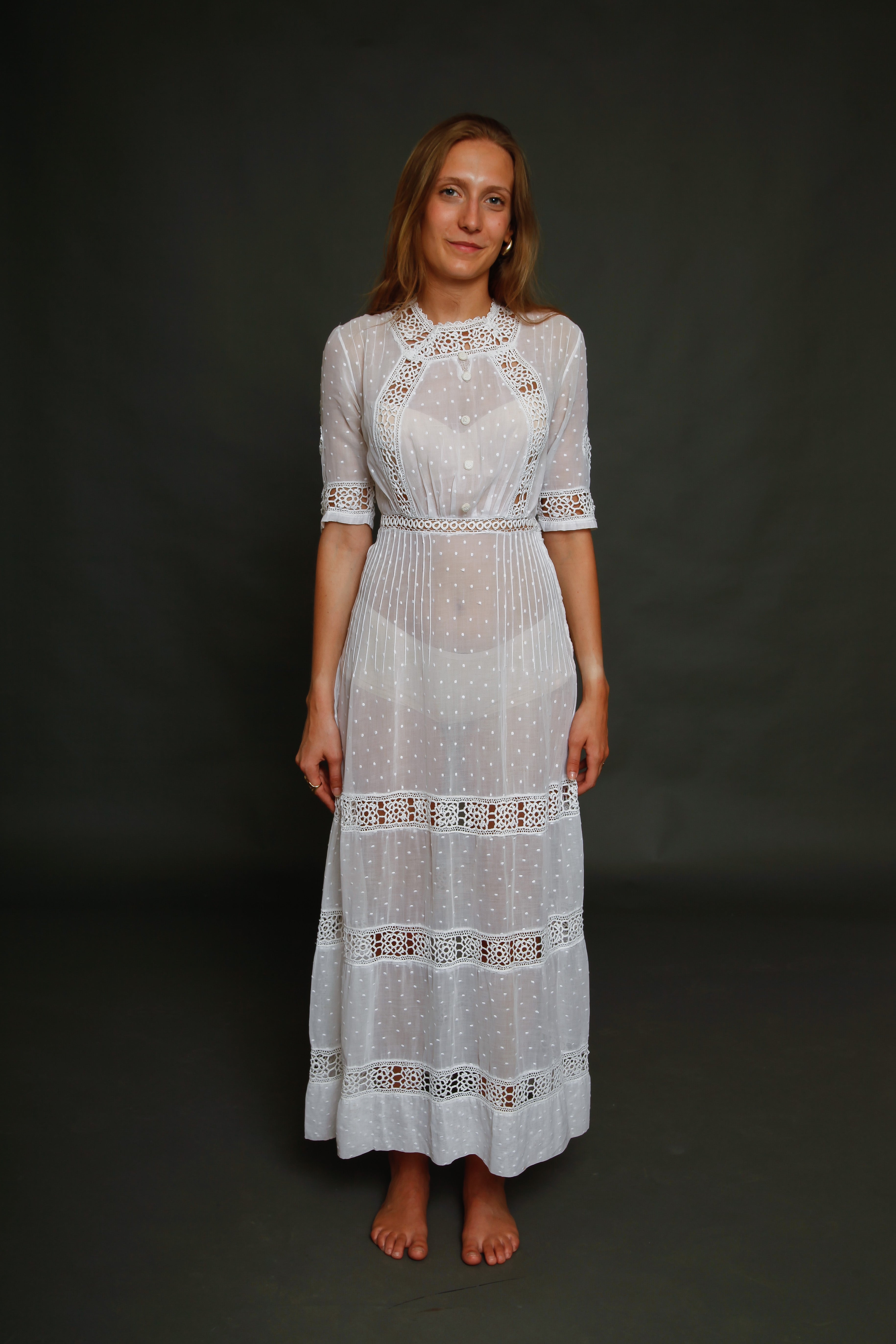 Point D'Esprit and Crochet Edwardian Dress