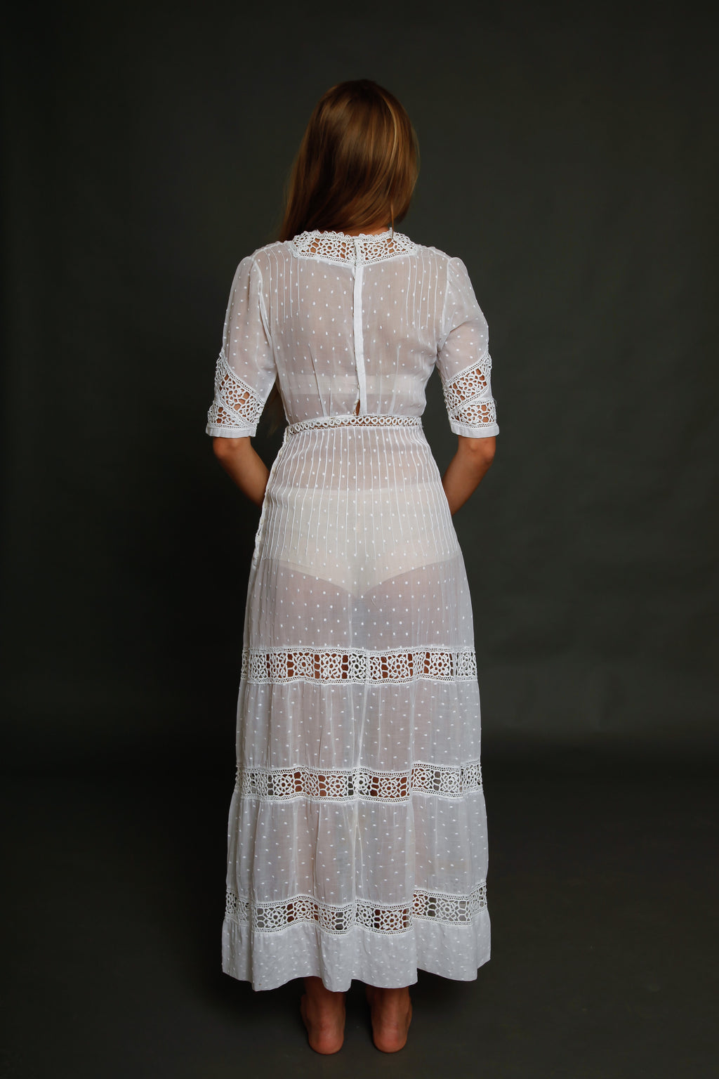 Point D'Esprit and Crochet Edwardian Dress