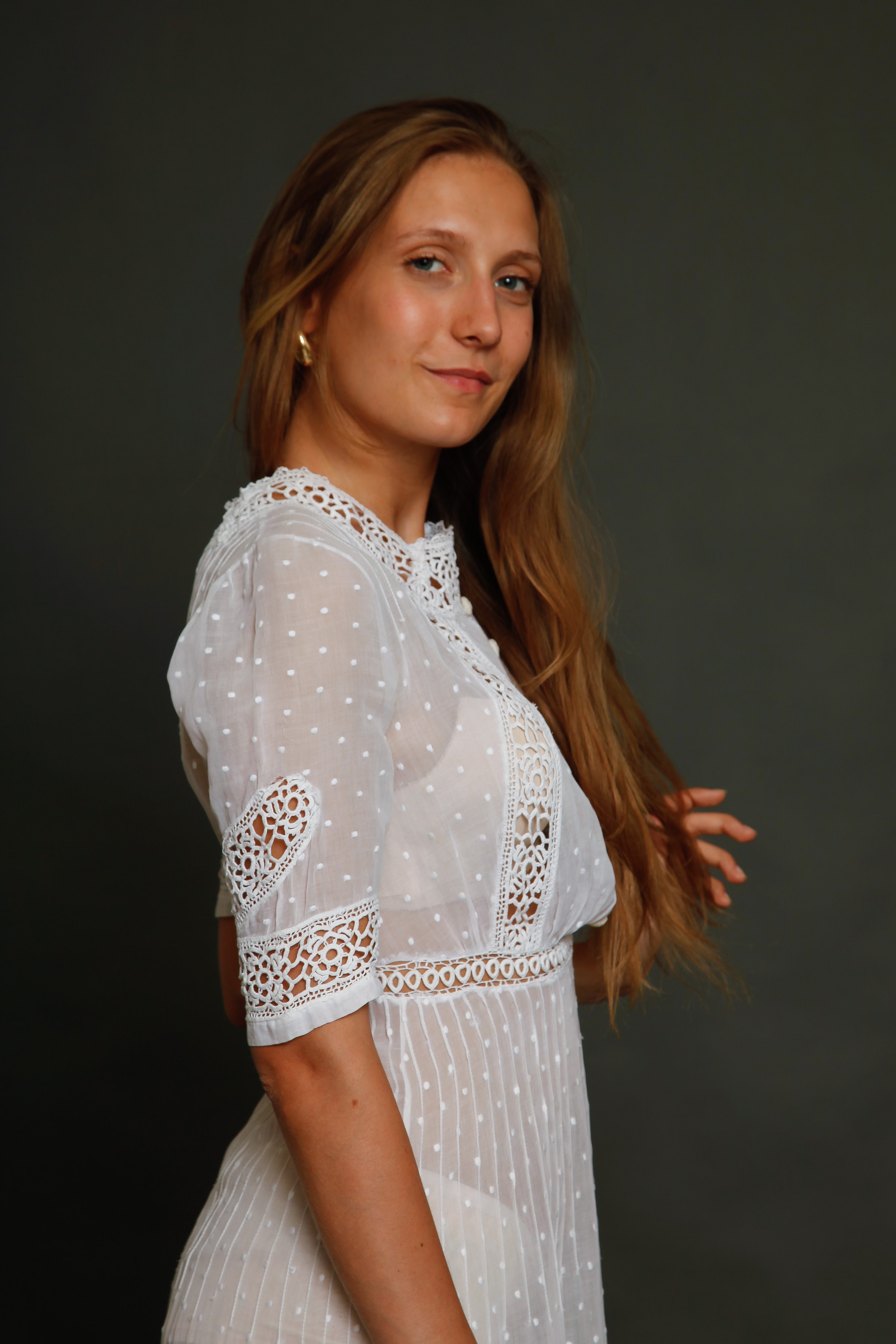Point D'Esprit and Crochet Edwardian Dress