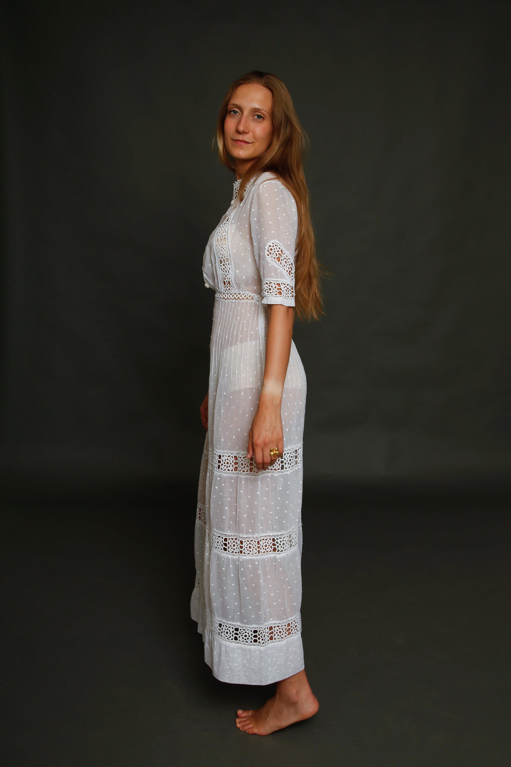 Point D'Esprit and Crochet Edwardian Dress