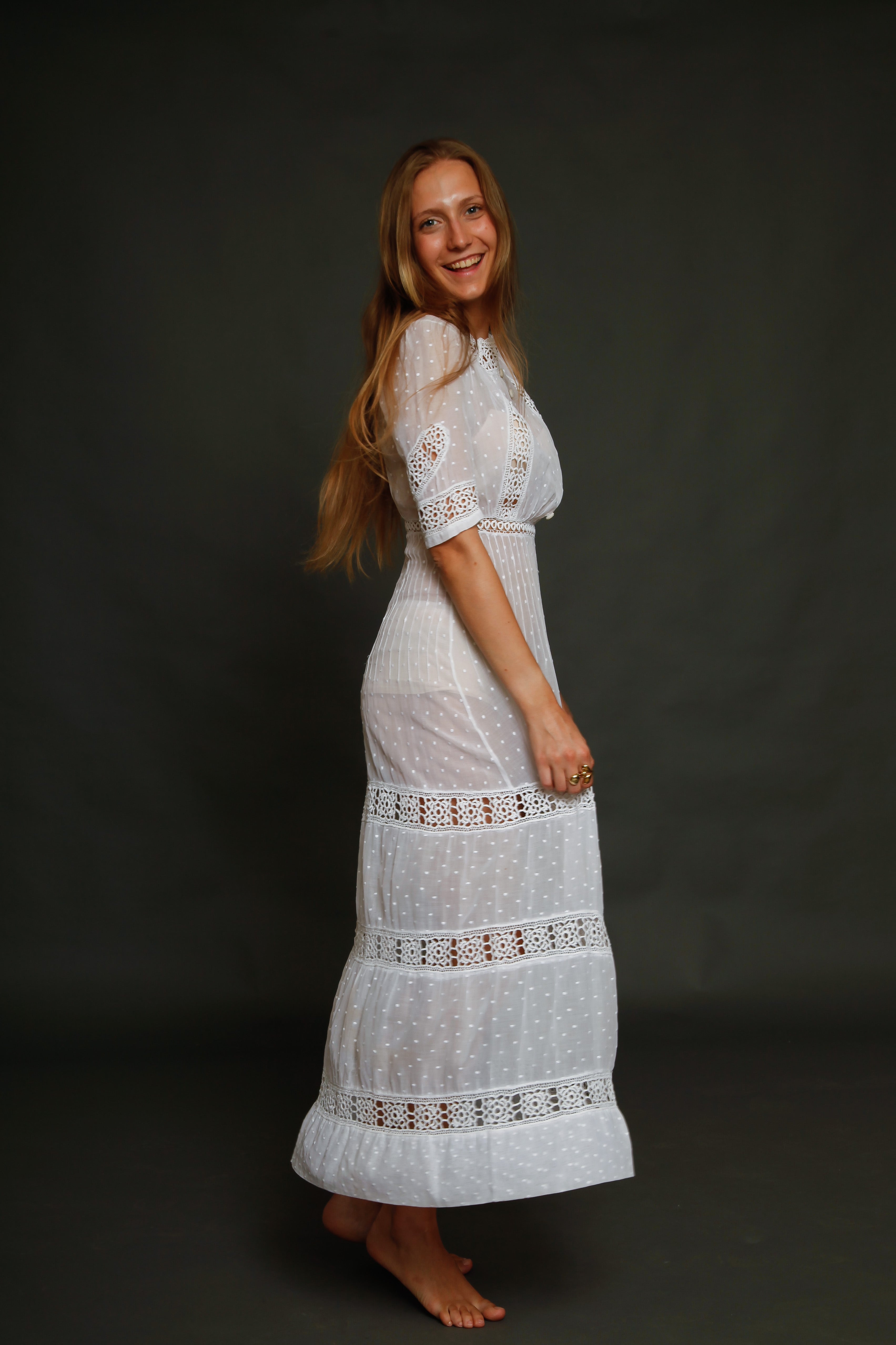 Point D'Esprit and Crochet Edwardian Dress