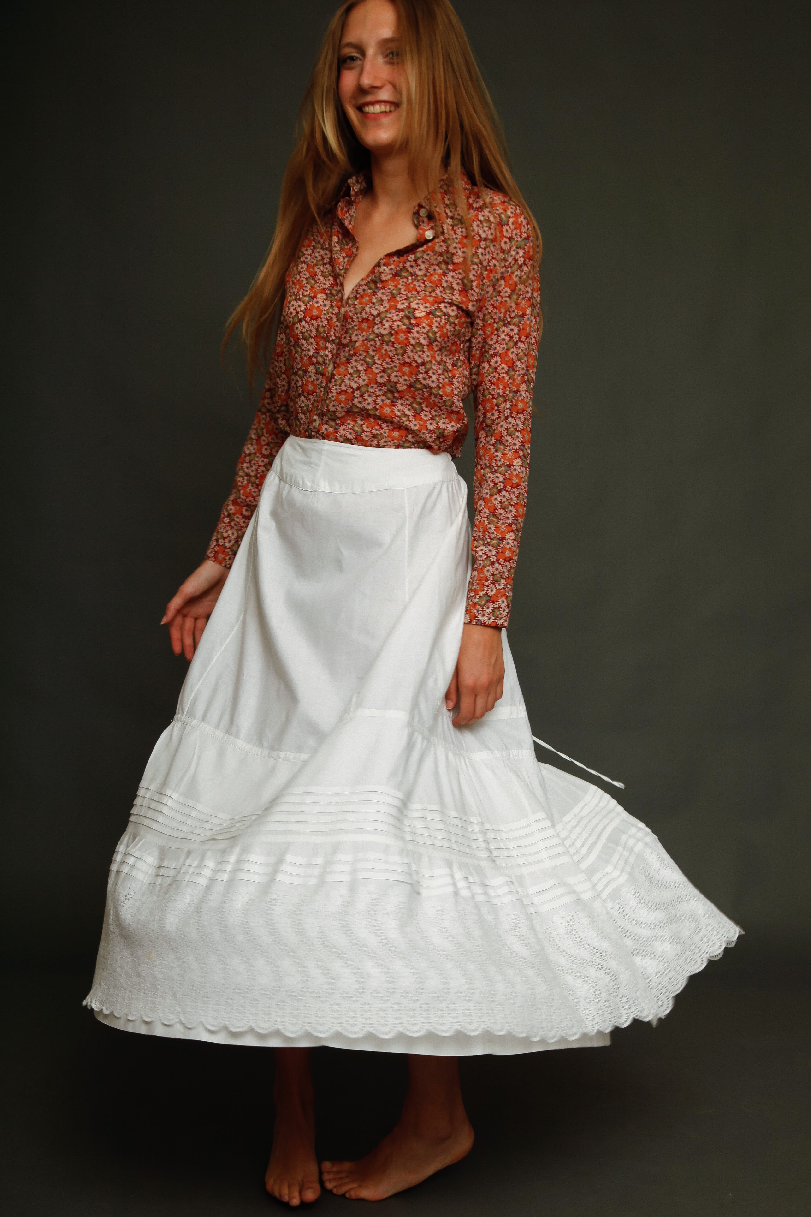 Antique Victorian Bustle Petticoat with Broderie Anglaise