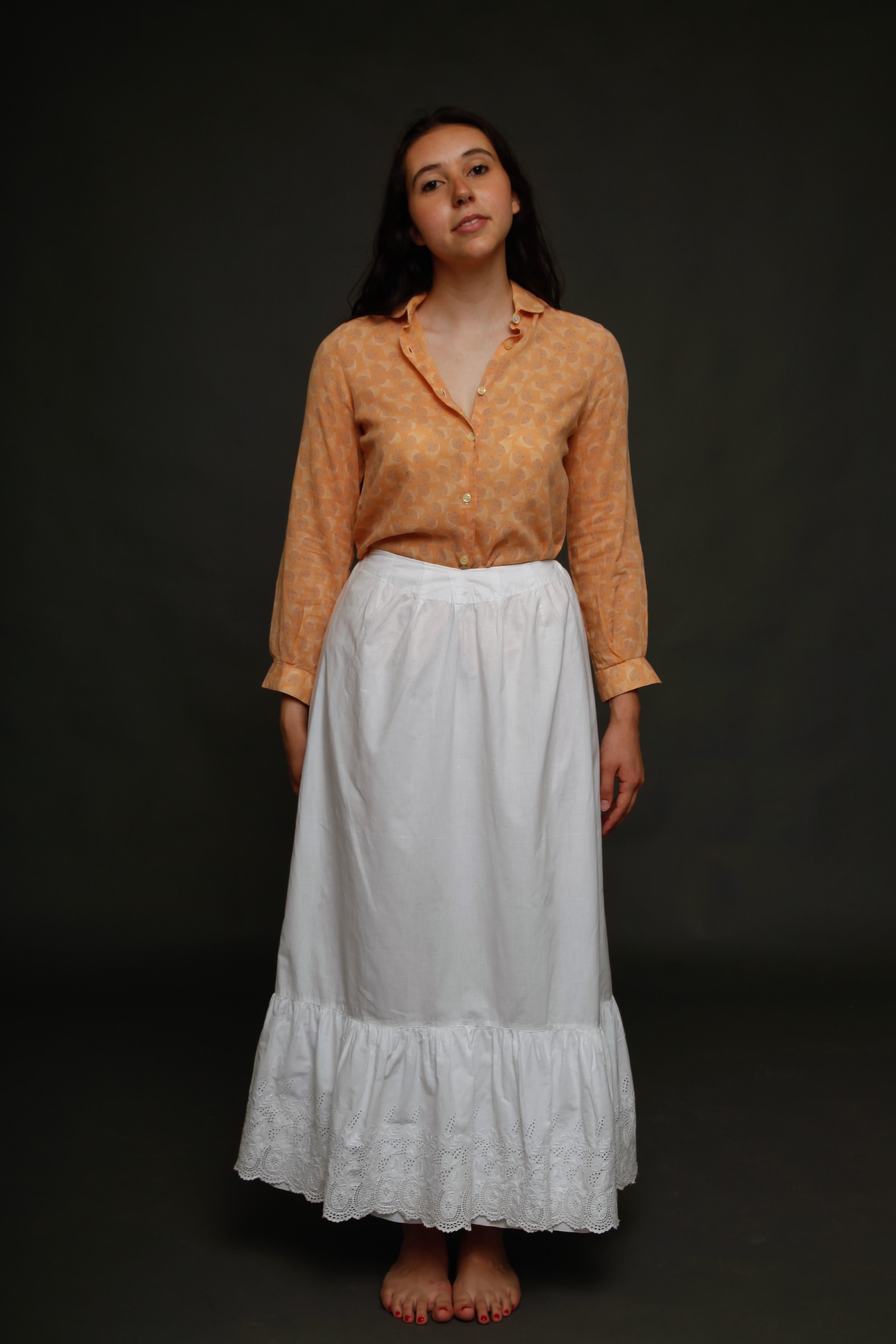 70s Peach Cotton Crepe Shirt