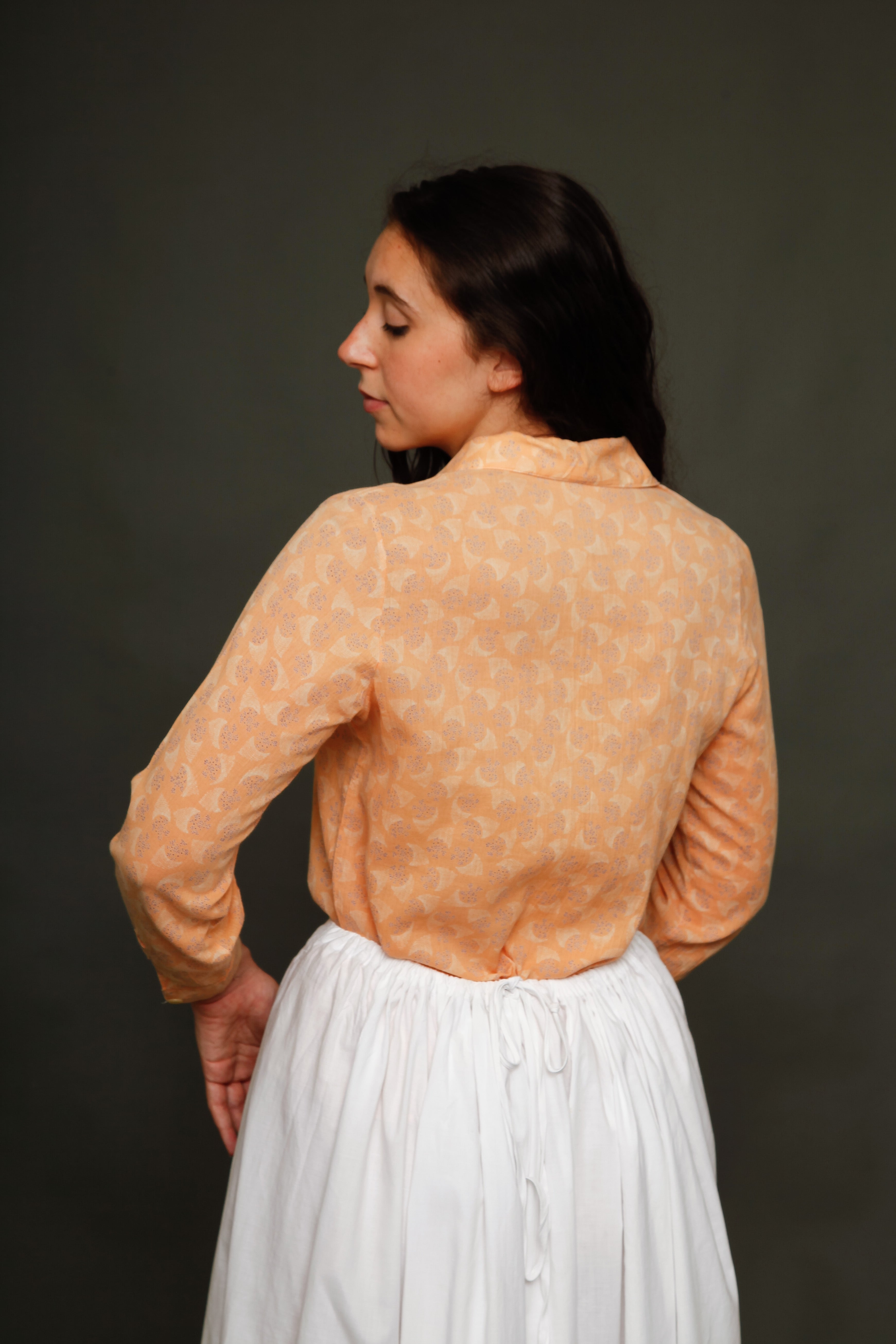 70s Peach Cotton Crepe Shirt