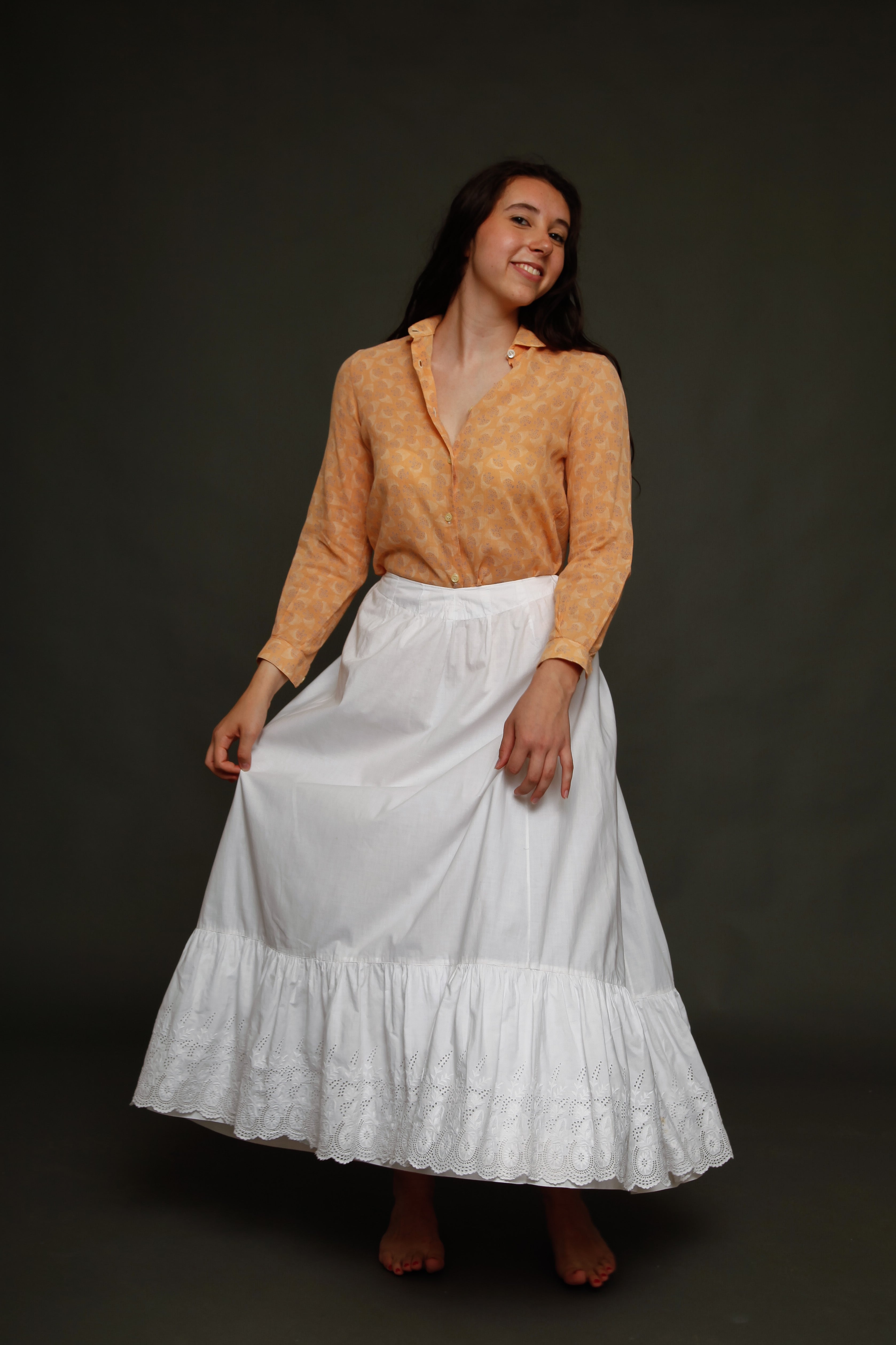 70s Peach Cotton Crepe Shirt