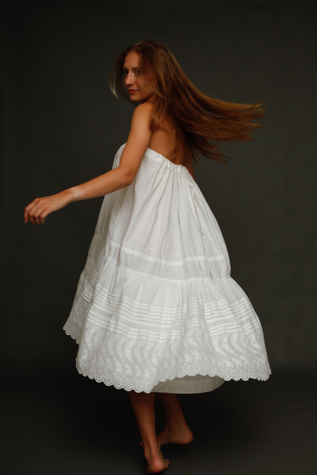 Antique Victorian Bustle Petticoat with Broderie Anglaise