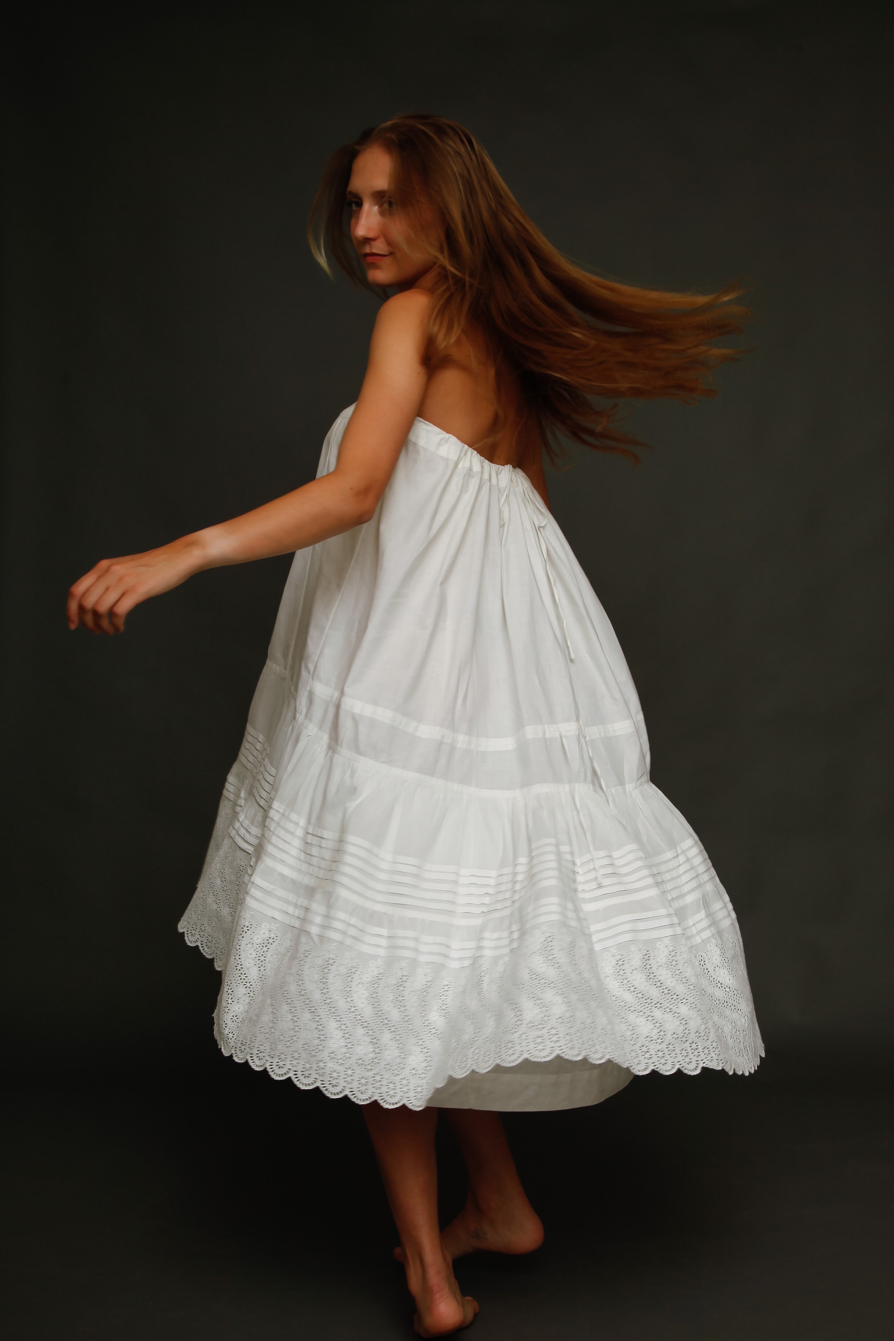 Antique Victorian Bustle Petticoat with Broderie Anglaise