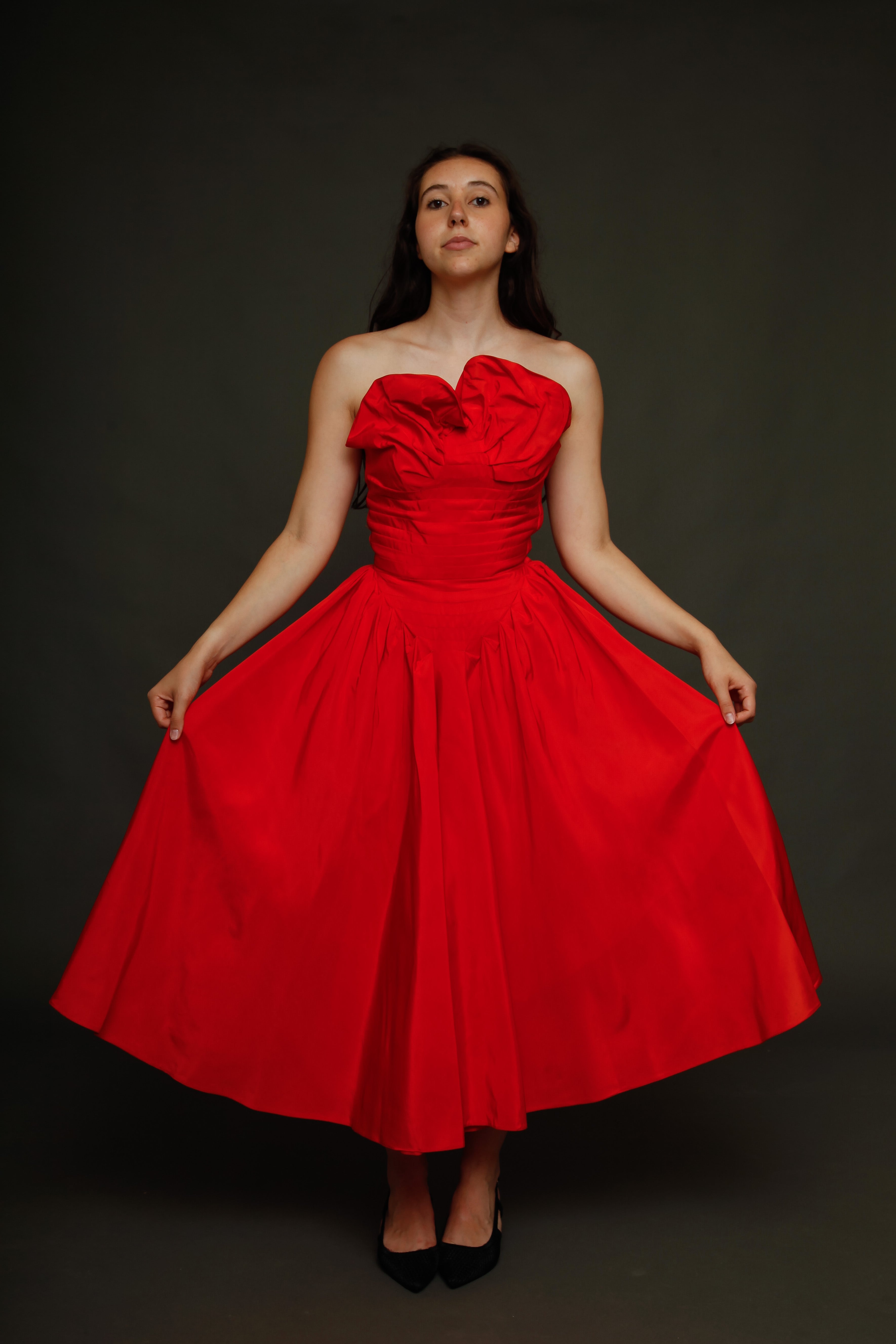 1950 Red Bustle Gown