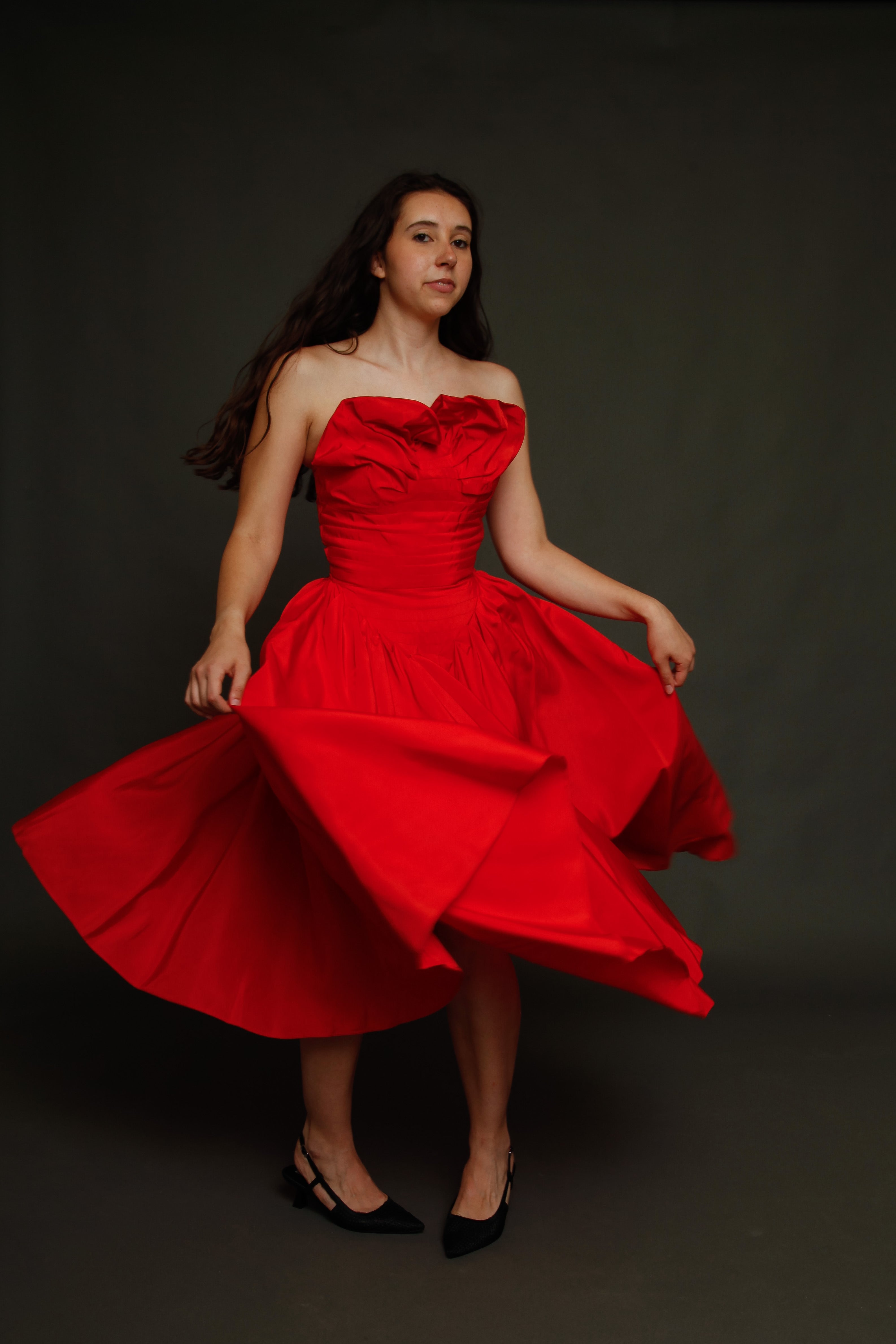 1950 Red Bustle Gown