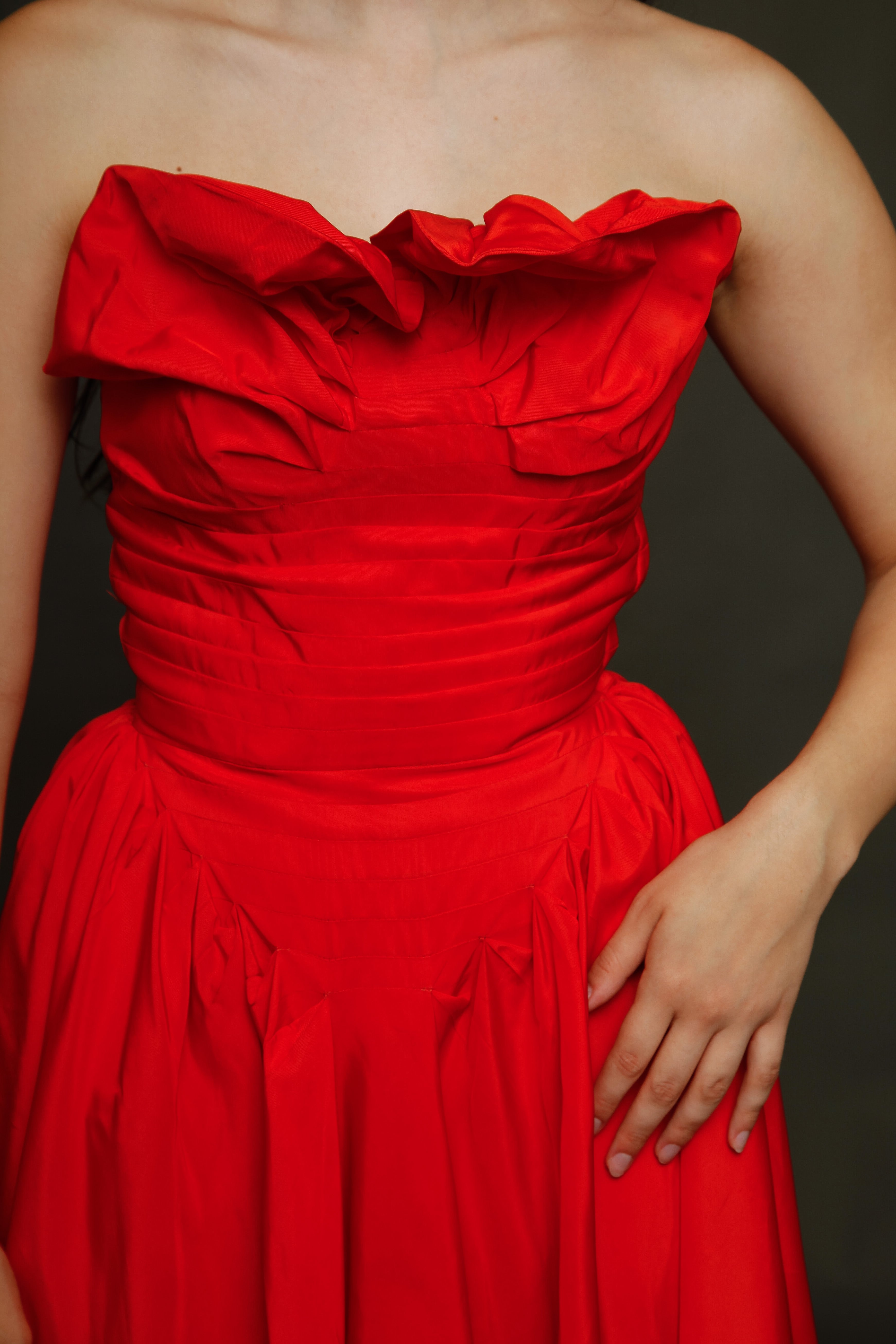 1950 Red Bustle Gown