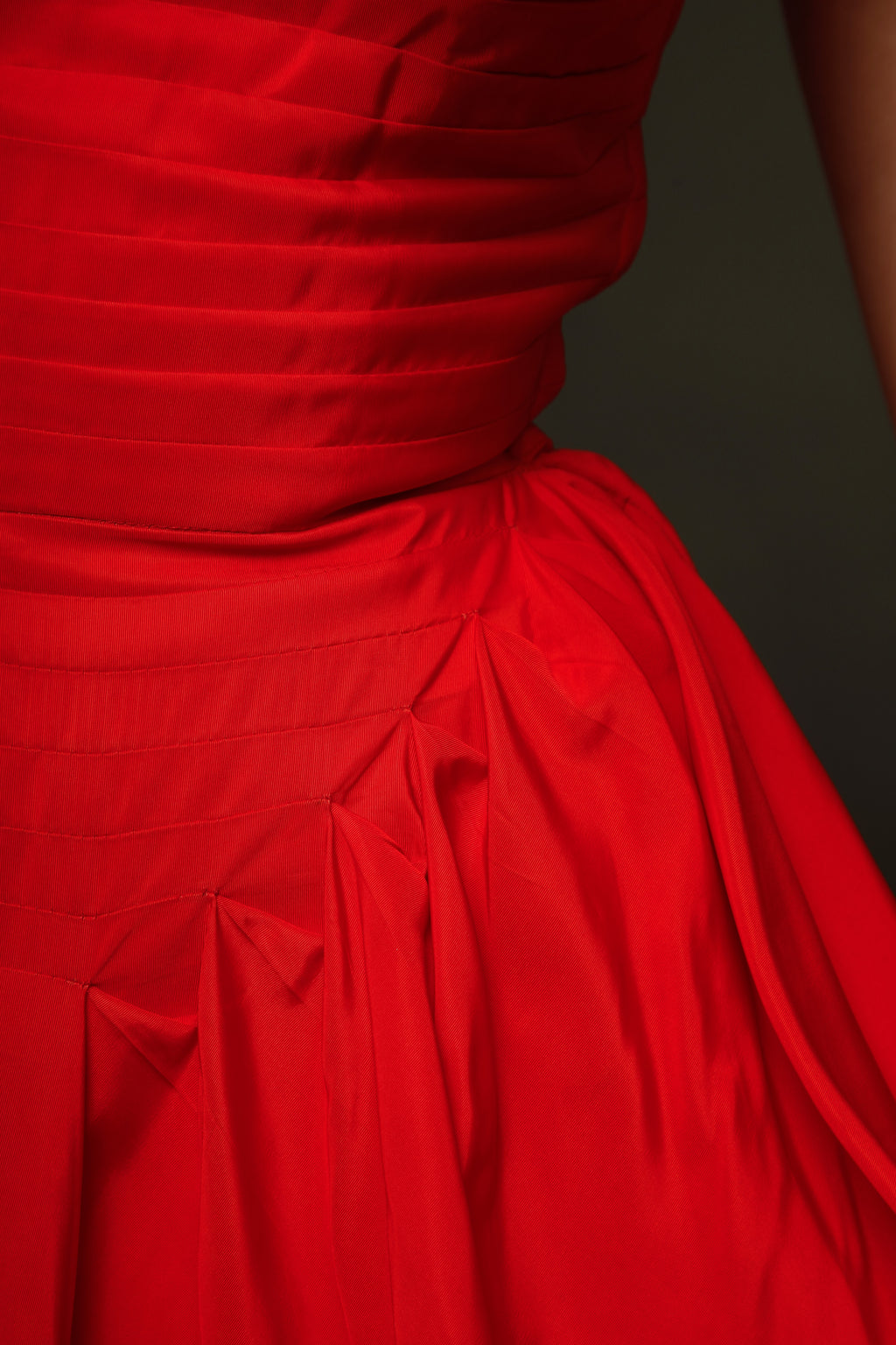 1950 Red Bustle Gown