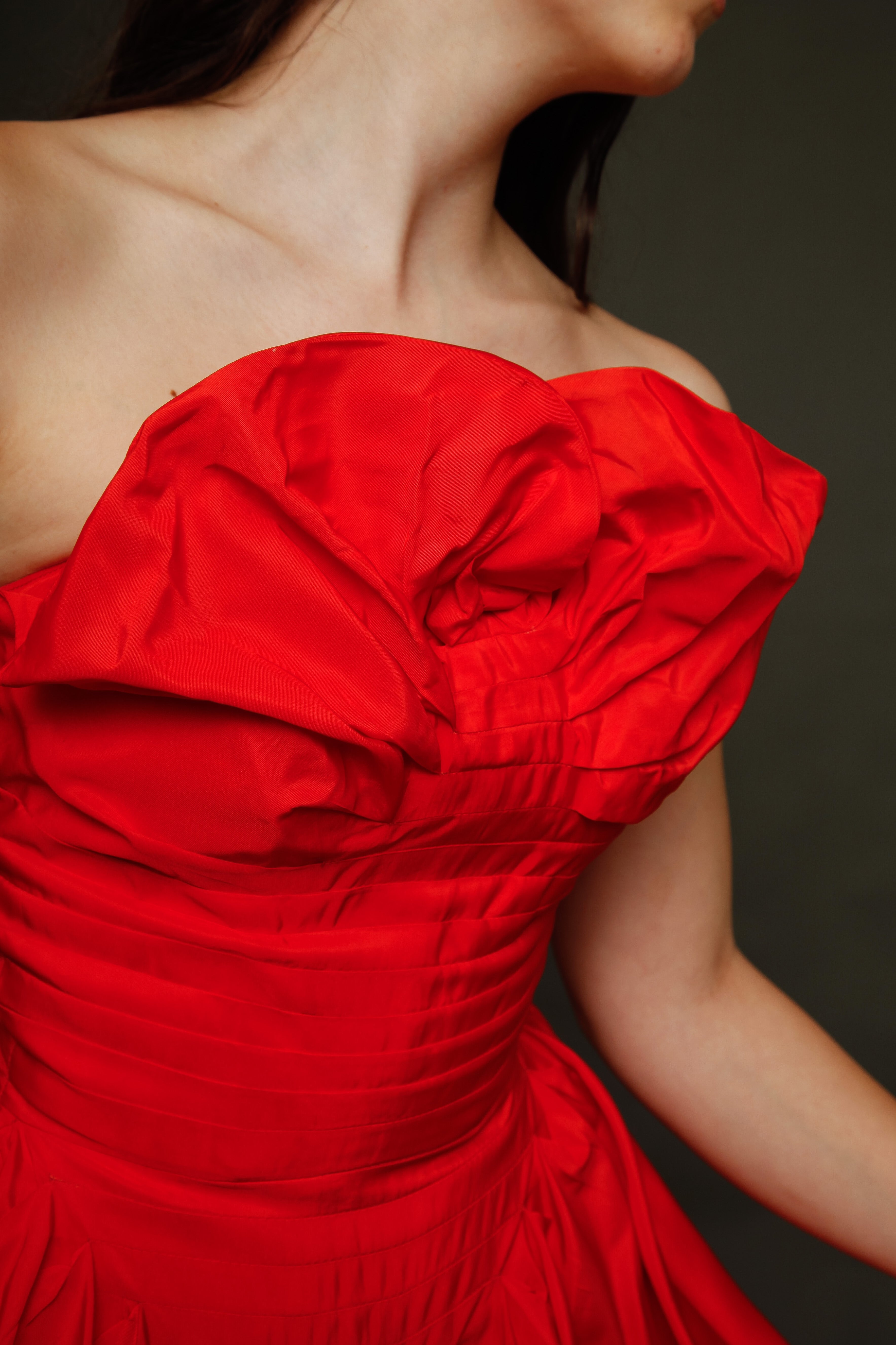 1950 Red Bustle Gown