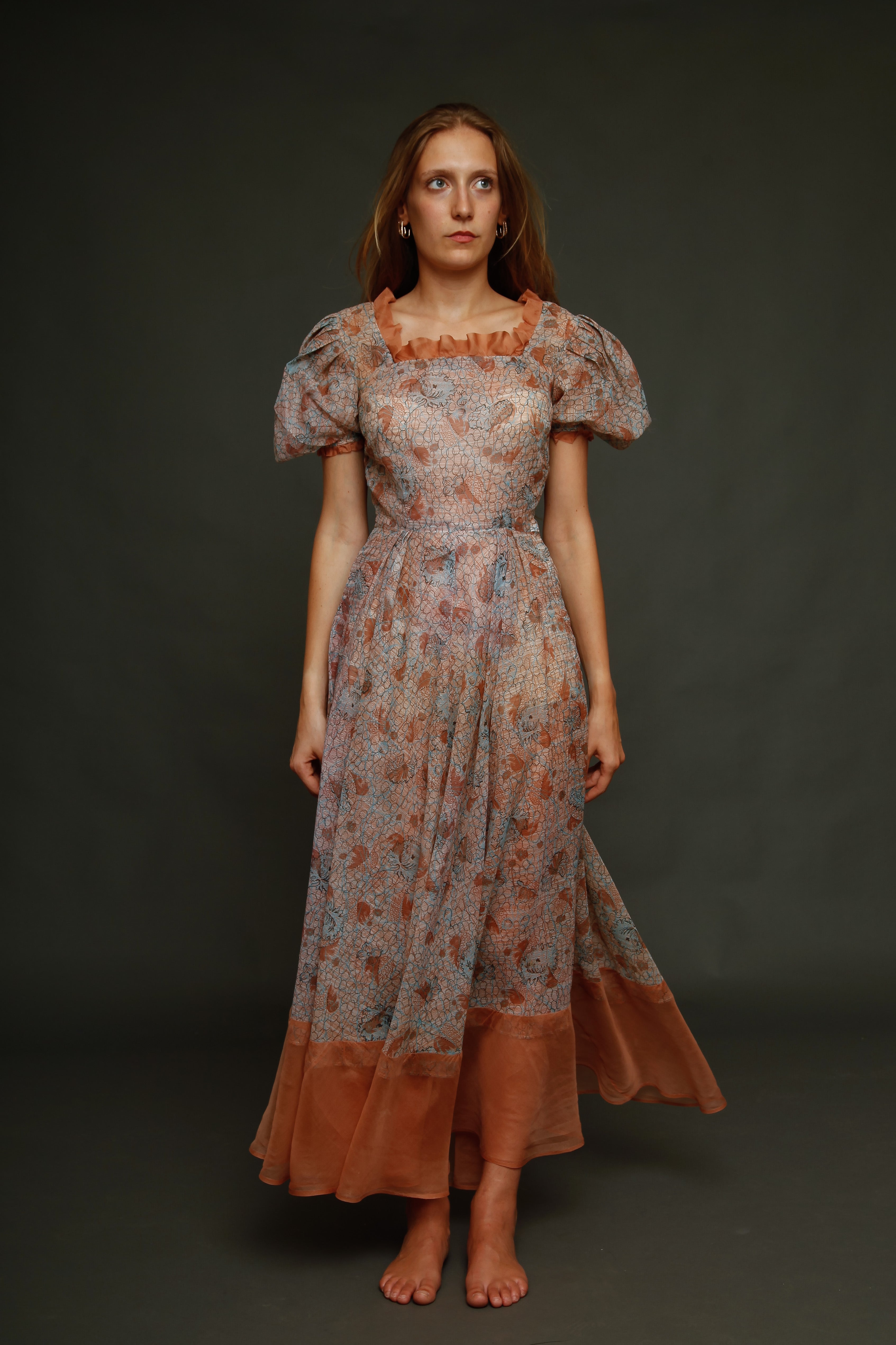 Late 30s Abstract Floral Gown