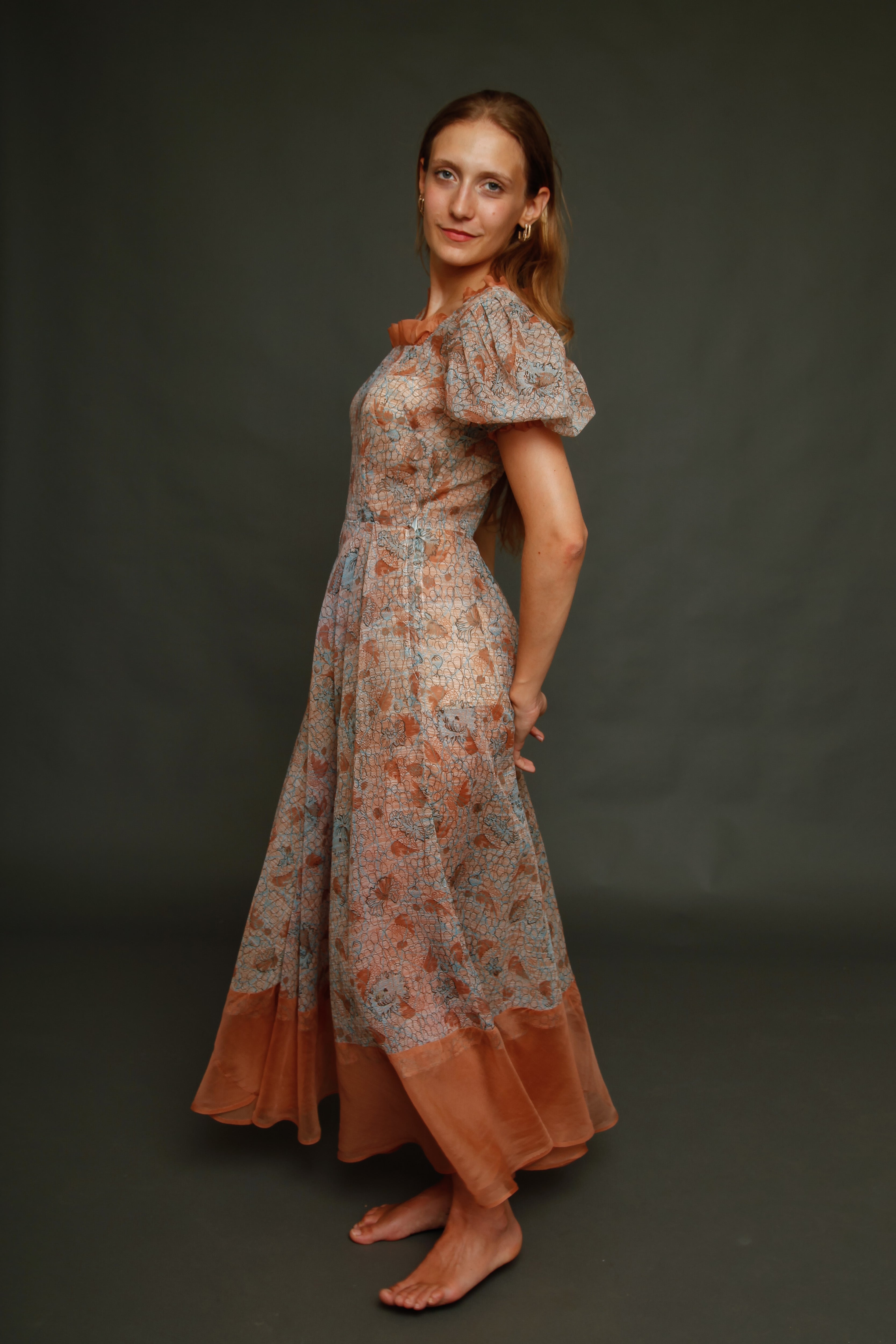 Late 30s Abstract Floral Gown