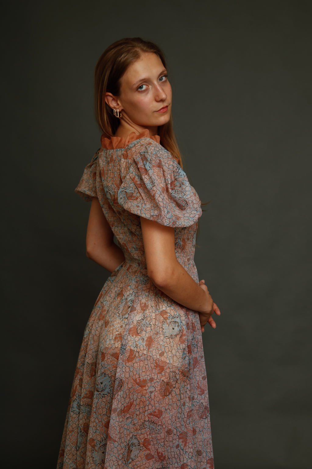Late 30s Abstract Floral Gown