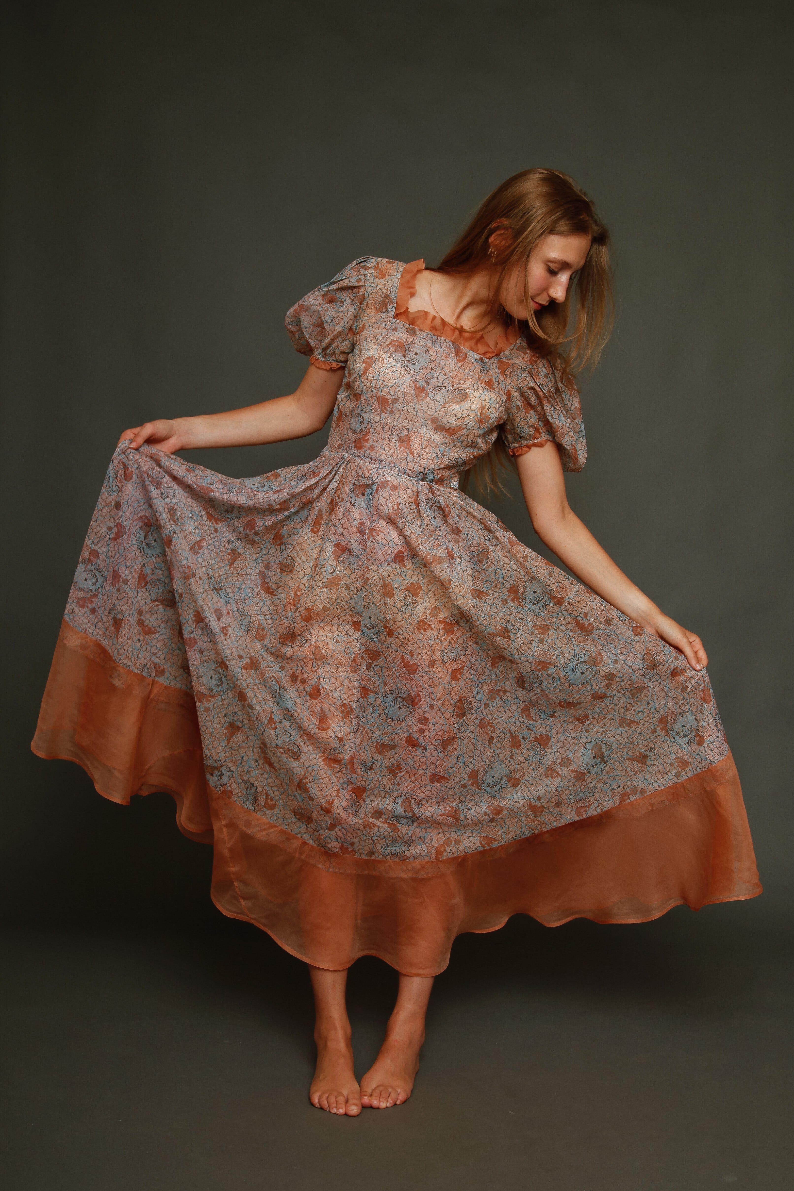 Late 30s Abstract Floral Gown