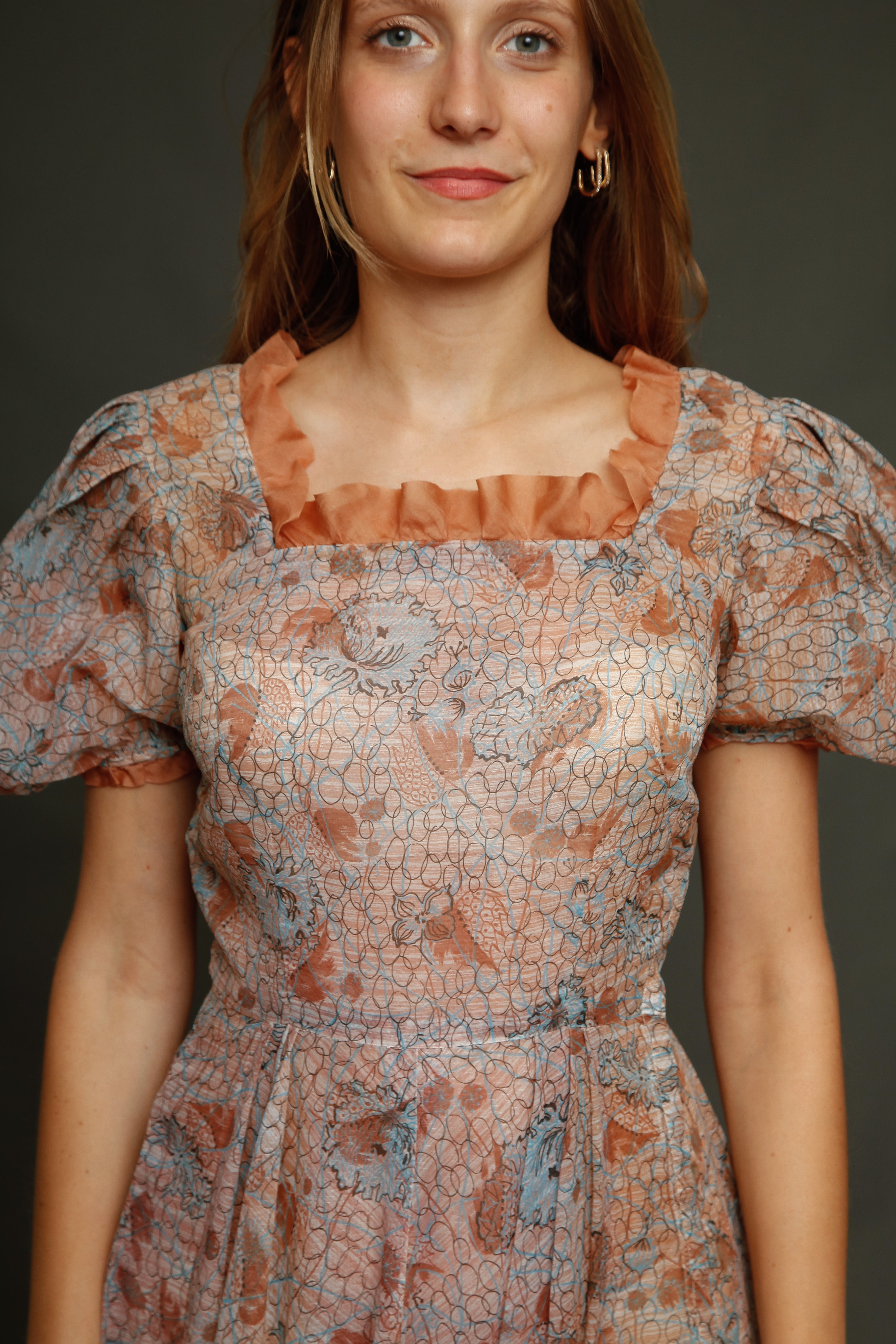 Late 30s Abstract Floral Gown