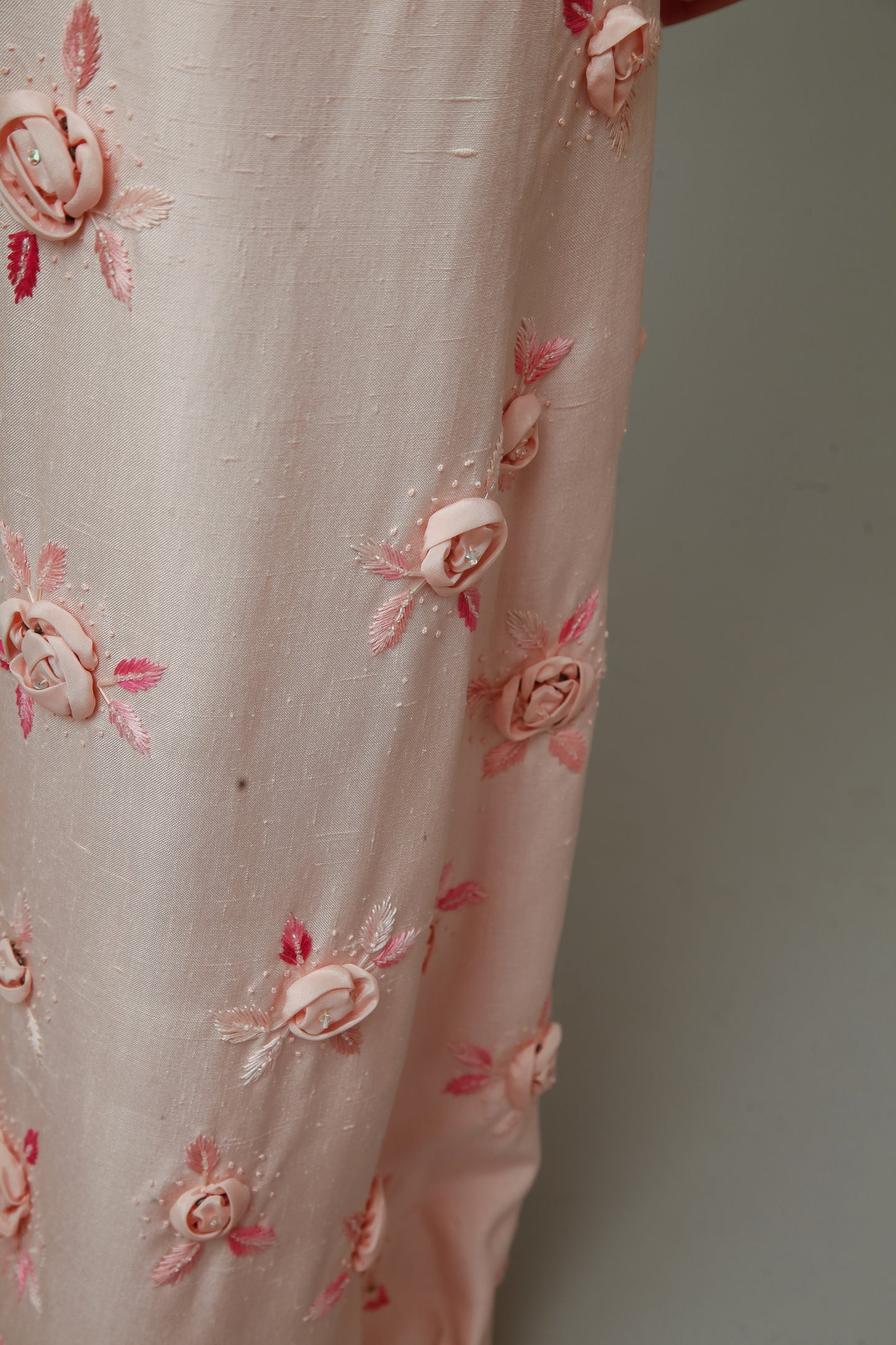 1960 Pink Couture Floral Gown