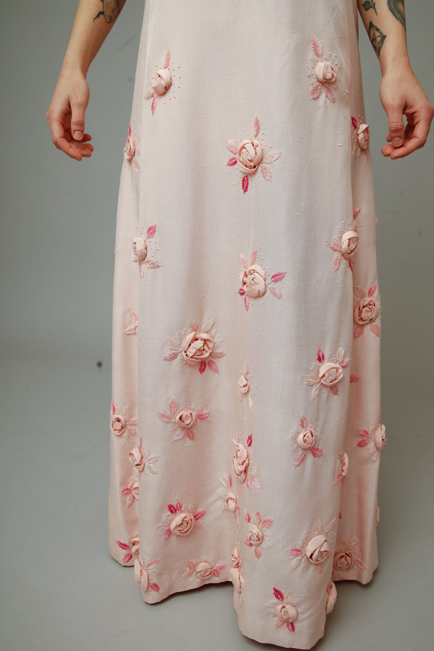1960 Pink Couture Floral Gown