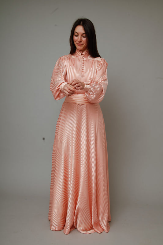 1970 Pink Striped Silk Ensemble