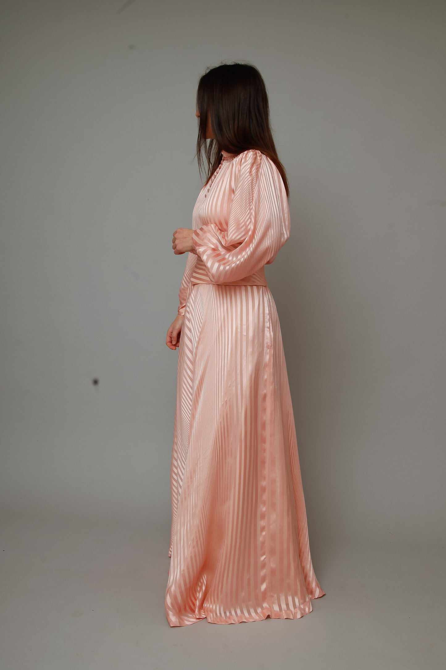 1970 Pink Striped Silk Ensemble