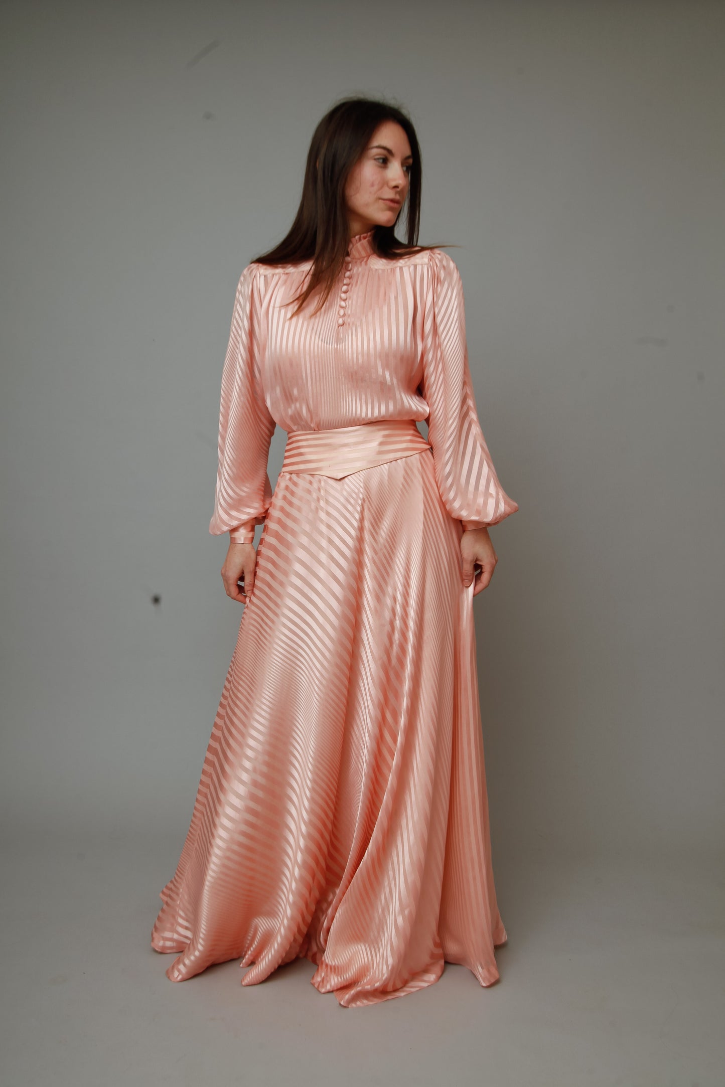 1970 Pink Striped Silk Ensemble