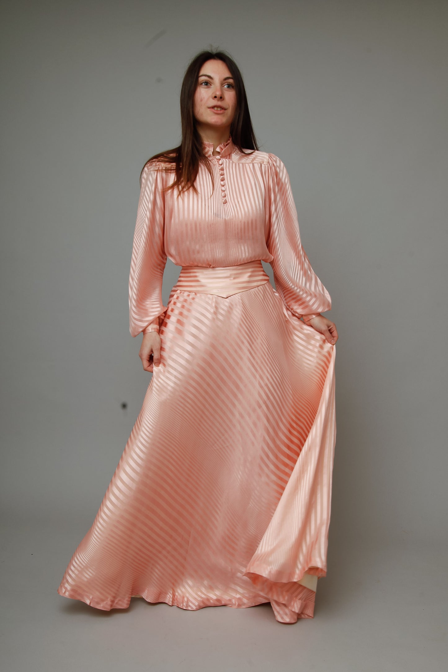 1970 Pink Striped Silk Ensemble