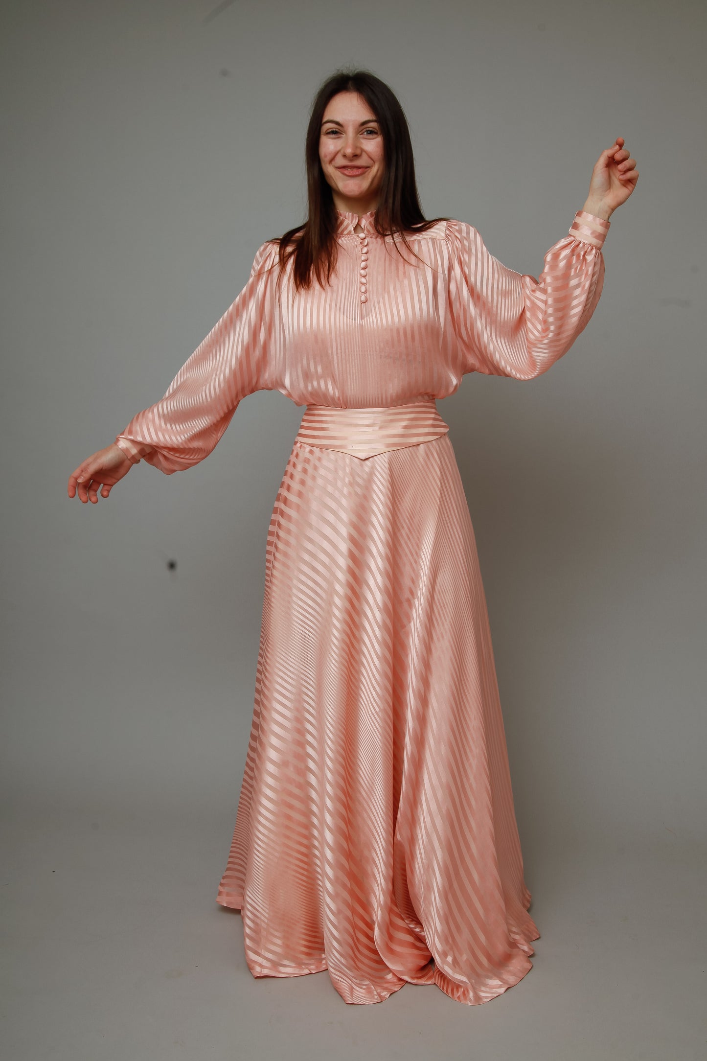 1970 Pink Striped Silk Ensemble