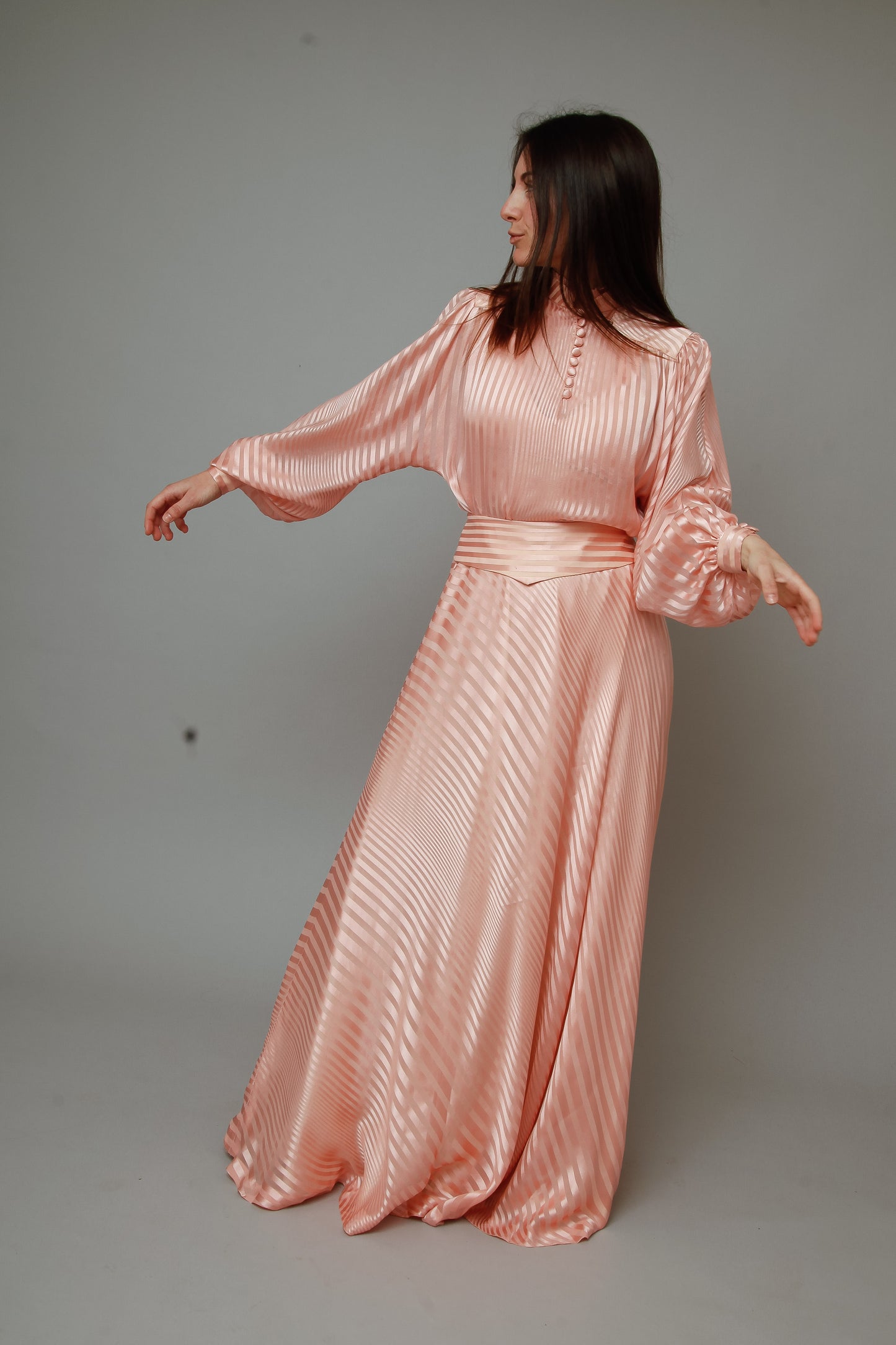 1970 Pink Striped Silk Ensemble