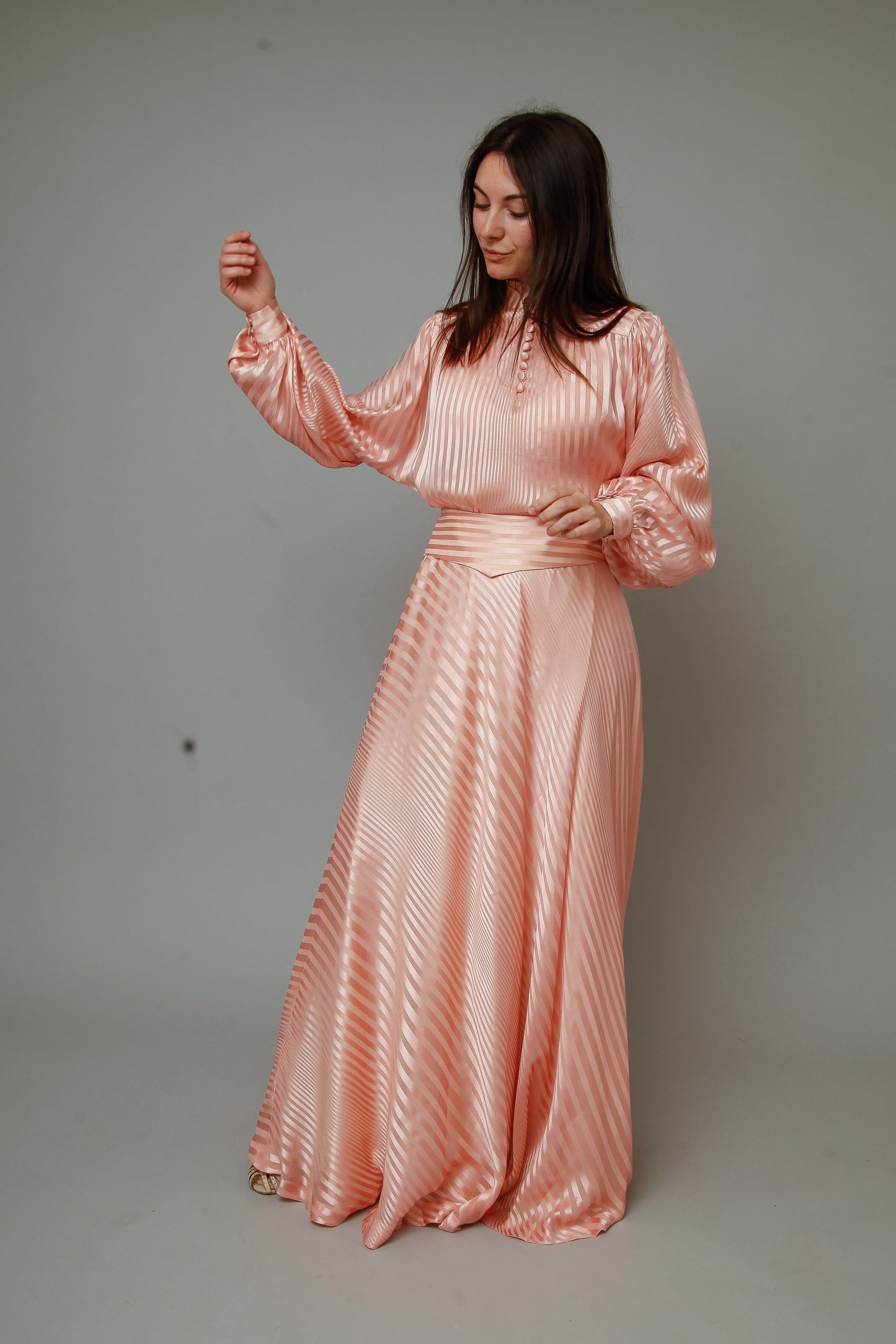 1970 Pink Striped Silk Ensemble