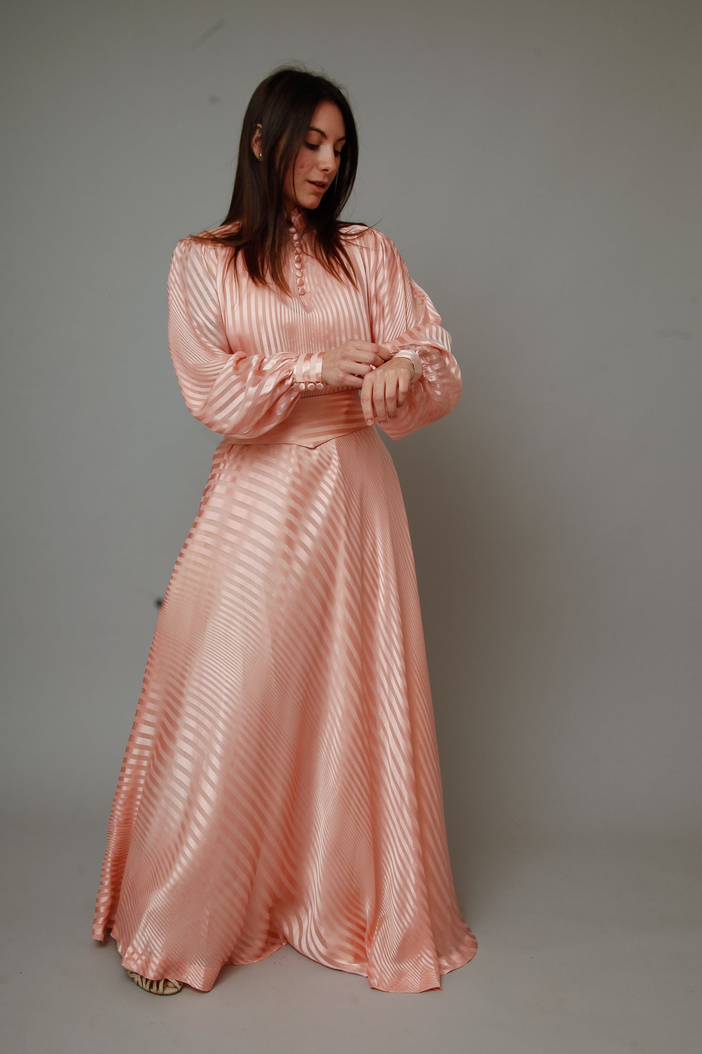 1970 Pink Striped Silk Ensemble