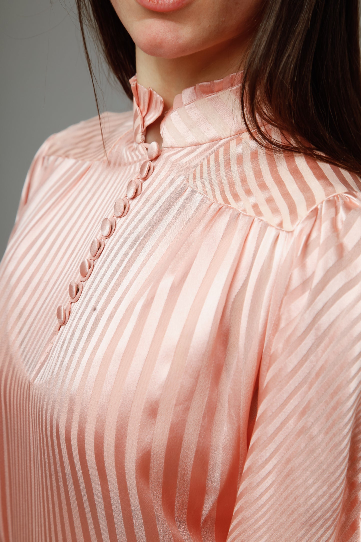 1970 Pink Striped Silk Ensemble