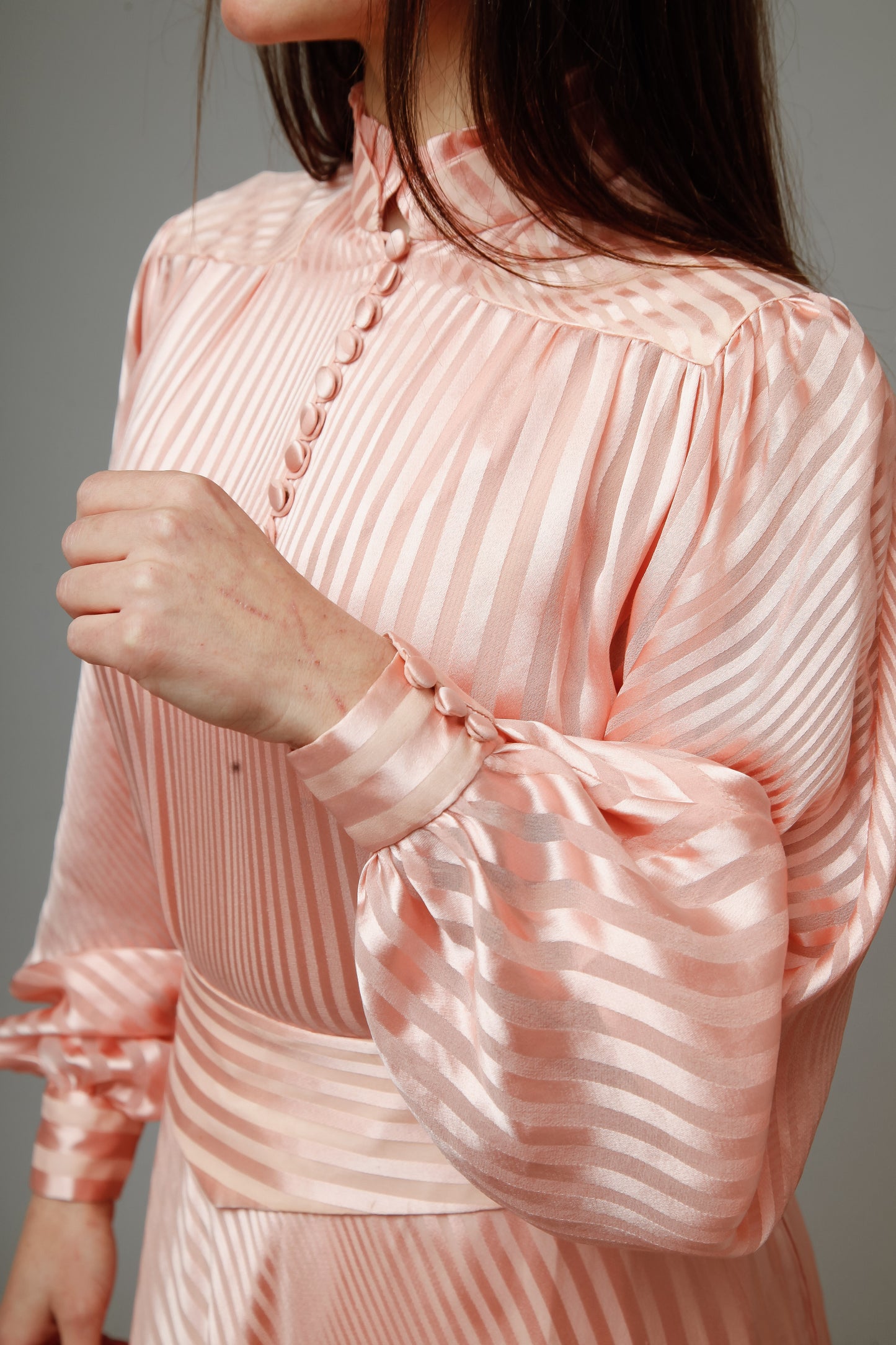 1970 Pink Striped Silk Ensemble