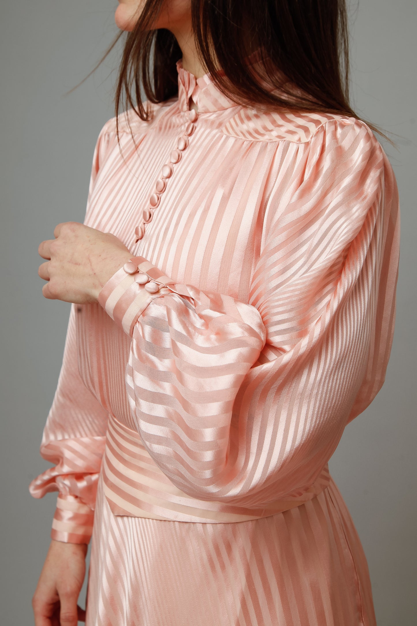 1970 Pink Striped Silk Ensemble