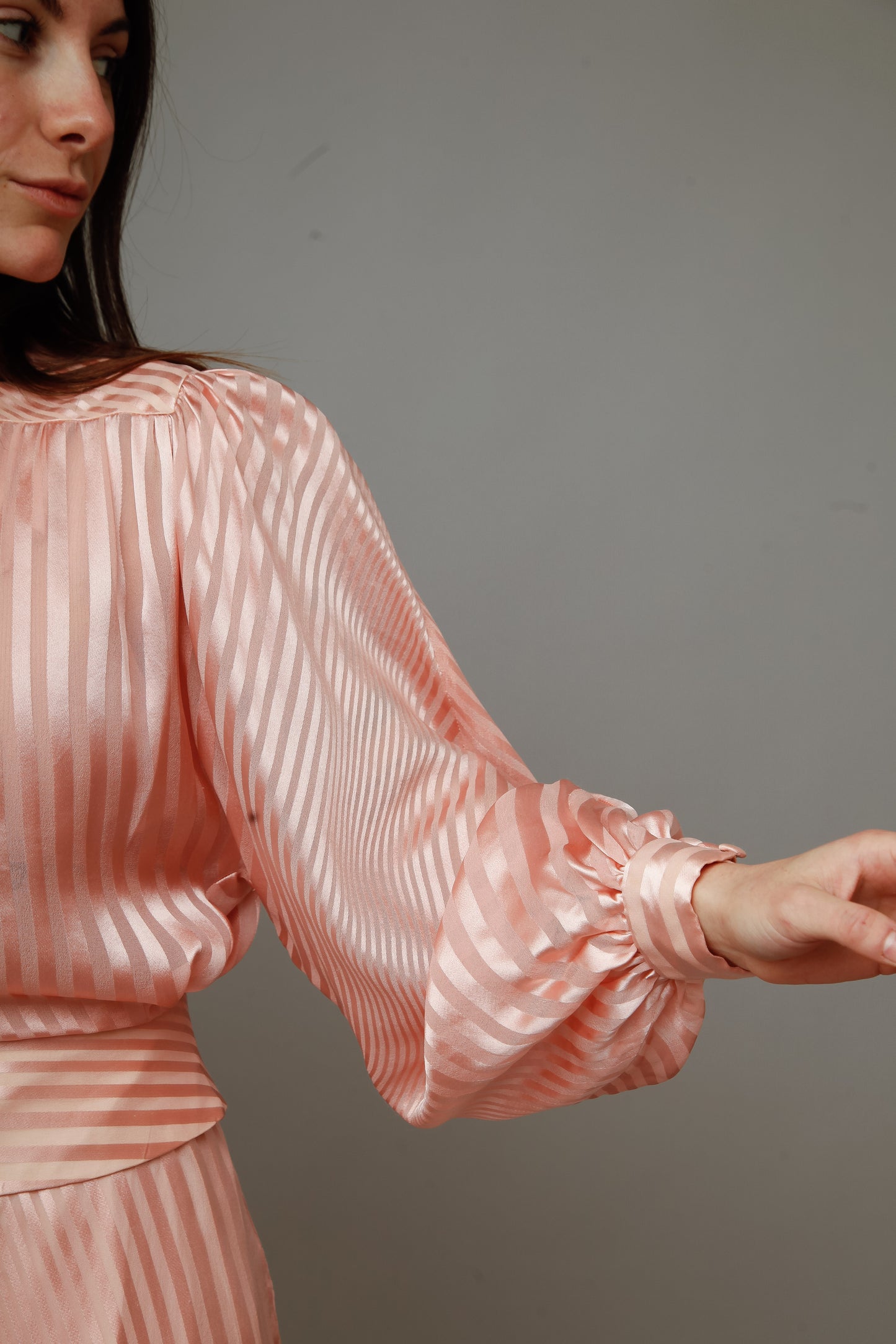 1970 Pink Striped Silk Ensemble