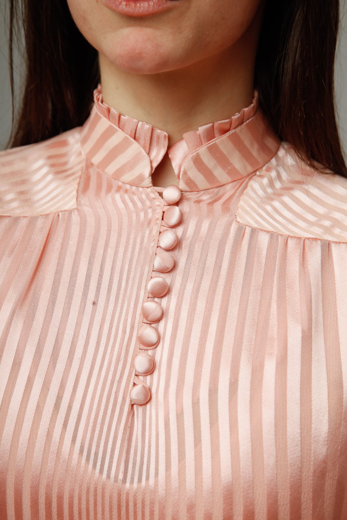 1970 Pink Striped Silk Ensemble